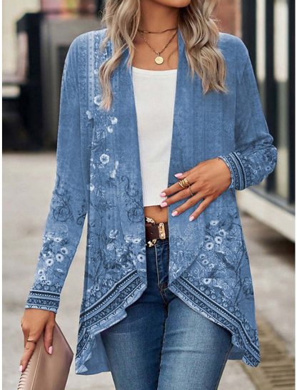 Women's Casual Floral Breathable Loose Fit Outerwear.