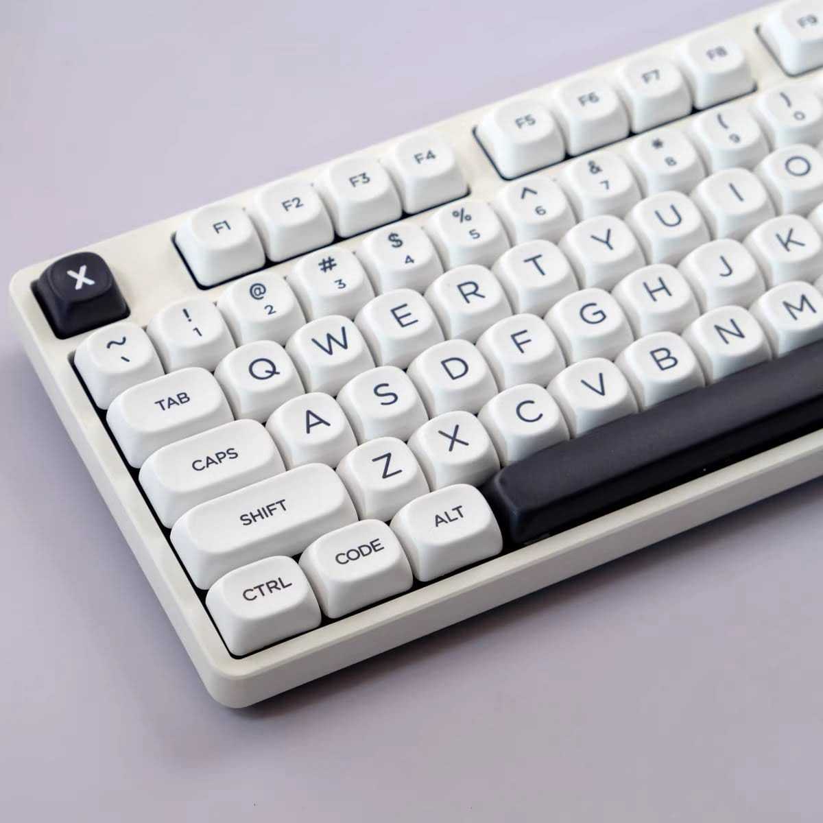KeycapGuru Black & White MOA Keycap Set - PBT, 126 Keys
