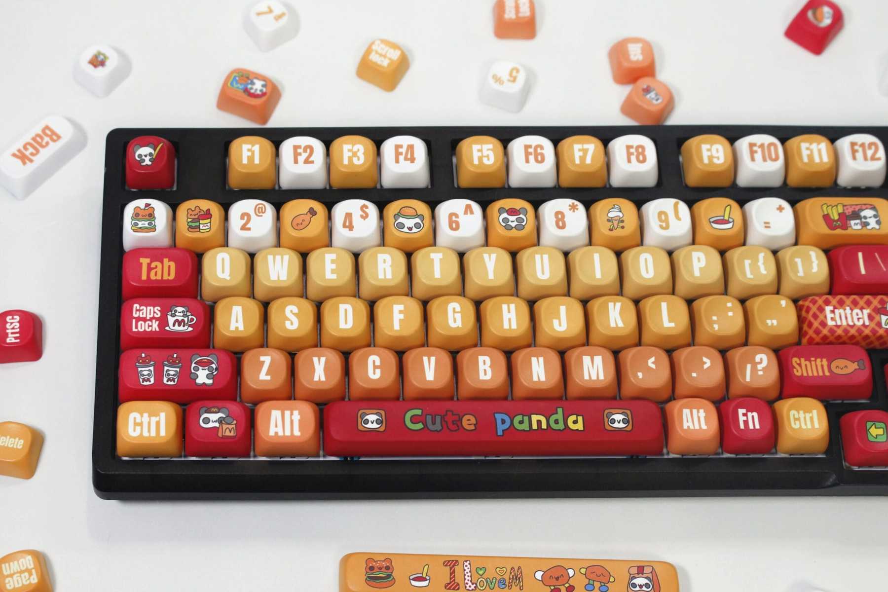 KeycapGuru Cute Panda MOA Keycap Set - PBT, 135 Keys