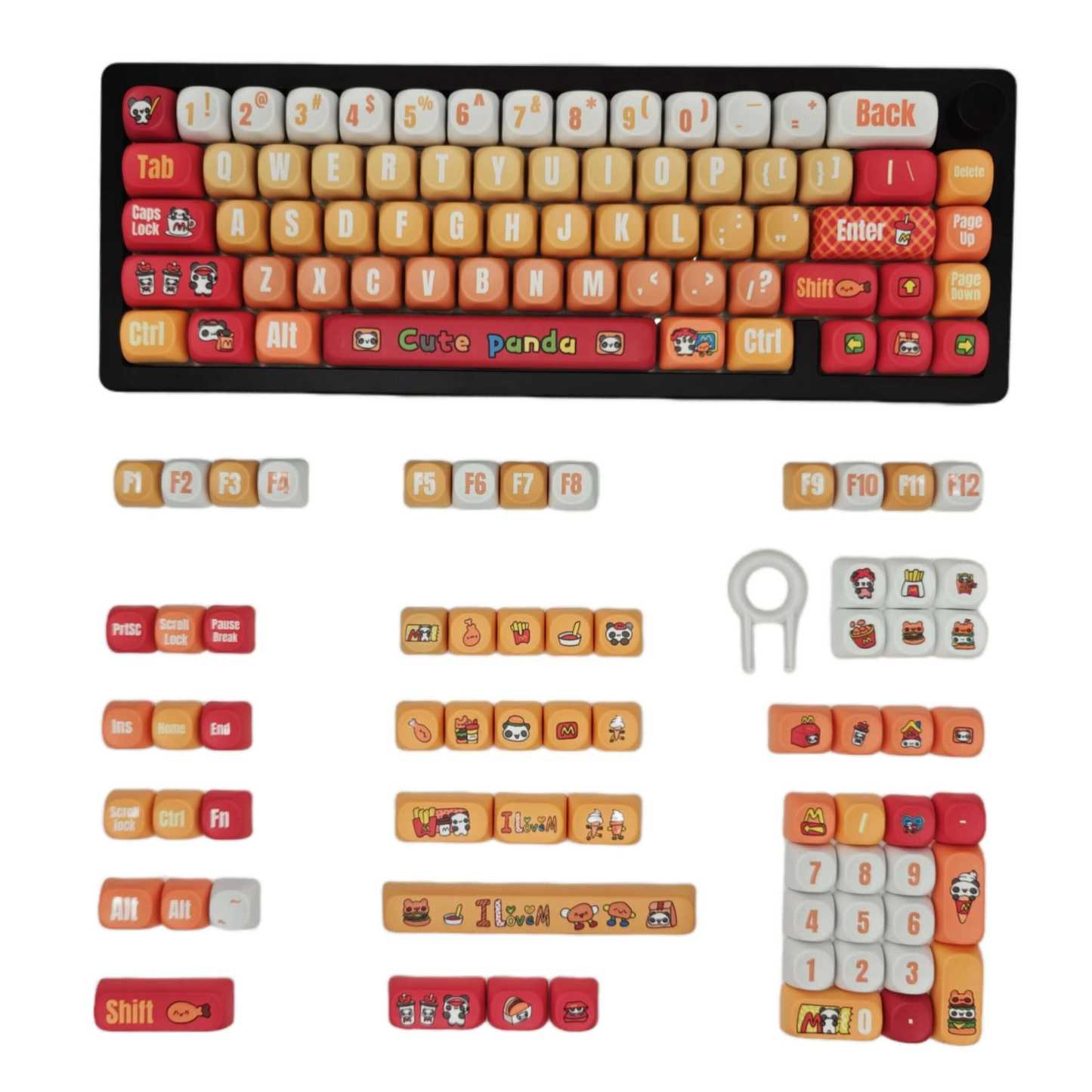 KeycapGuru Cute Panda MOA Keycap Set - PBT, 135 Keys