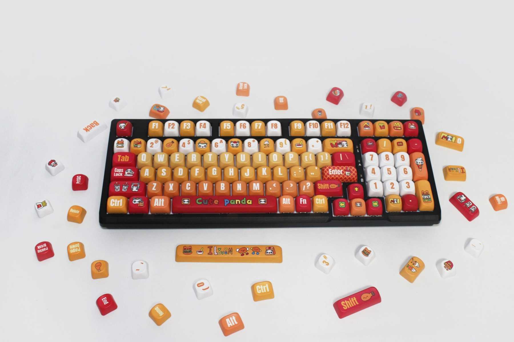 KeycapGuru Cute Panda MOA Keycap Set - PBT, 135 Keys