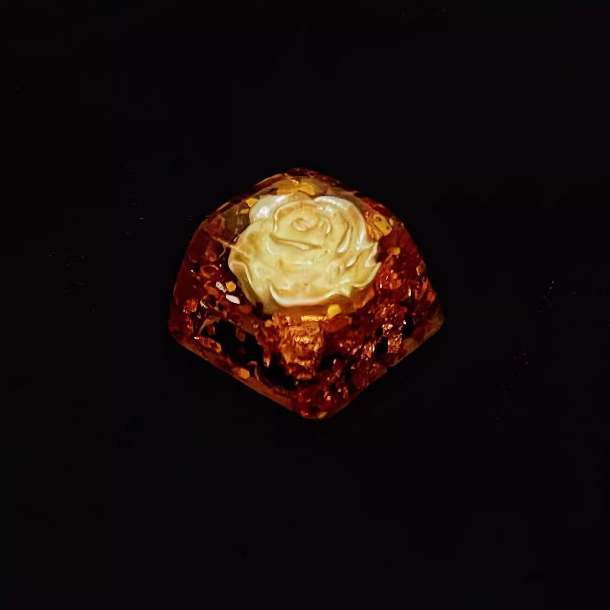 KeycapGuru Golden Rose Resin Artisan Keycap - OEM R4