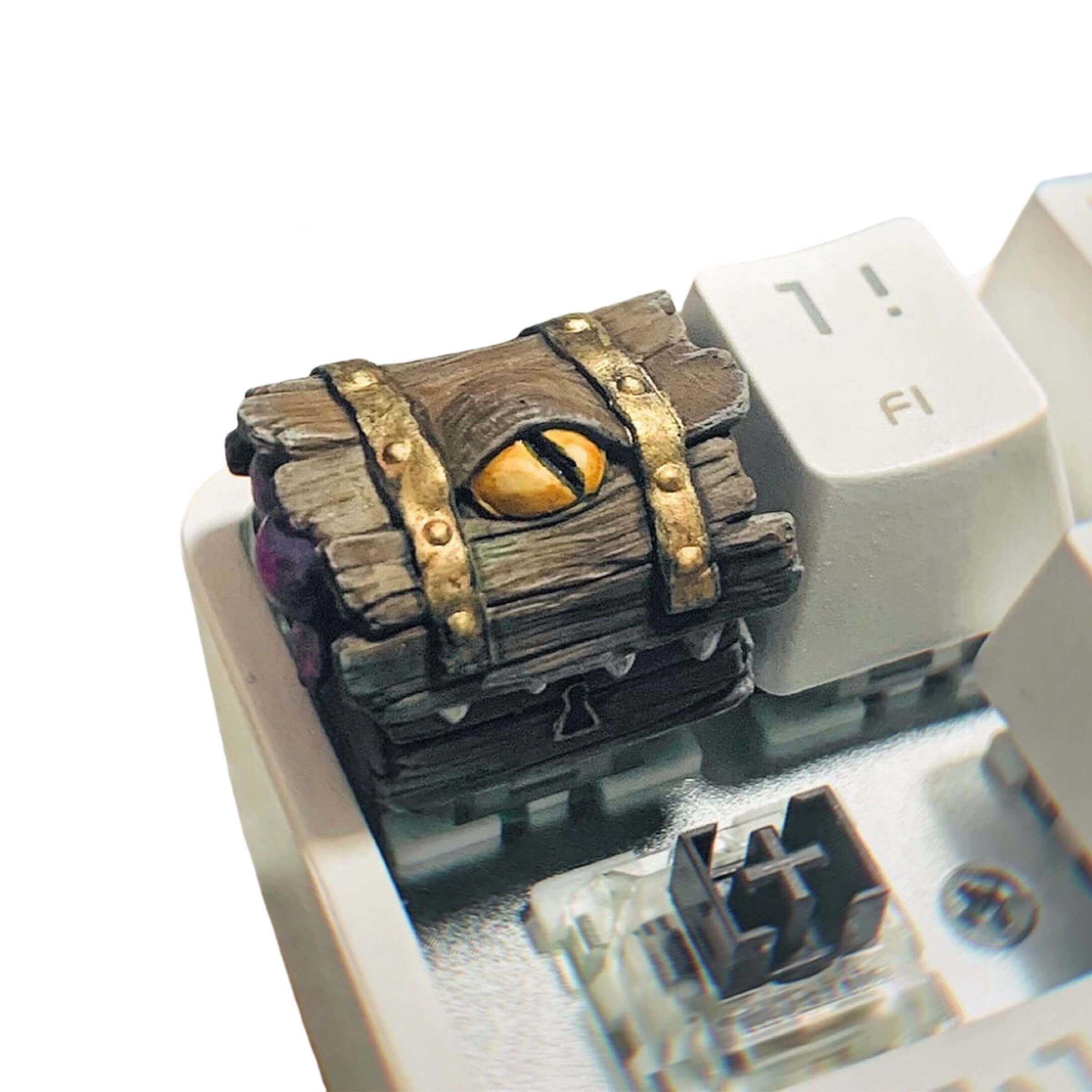 KeycapGuru Mimic Treasure Chest Monster Artisan Keycap, Brown