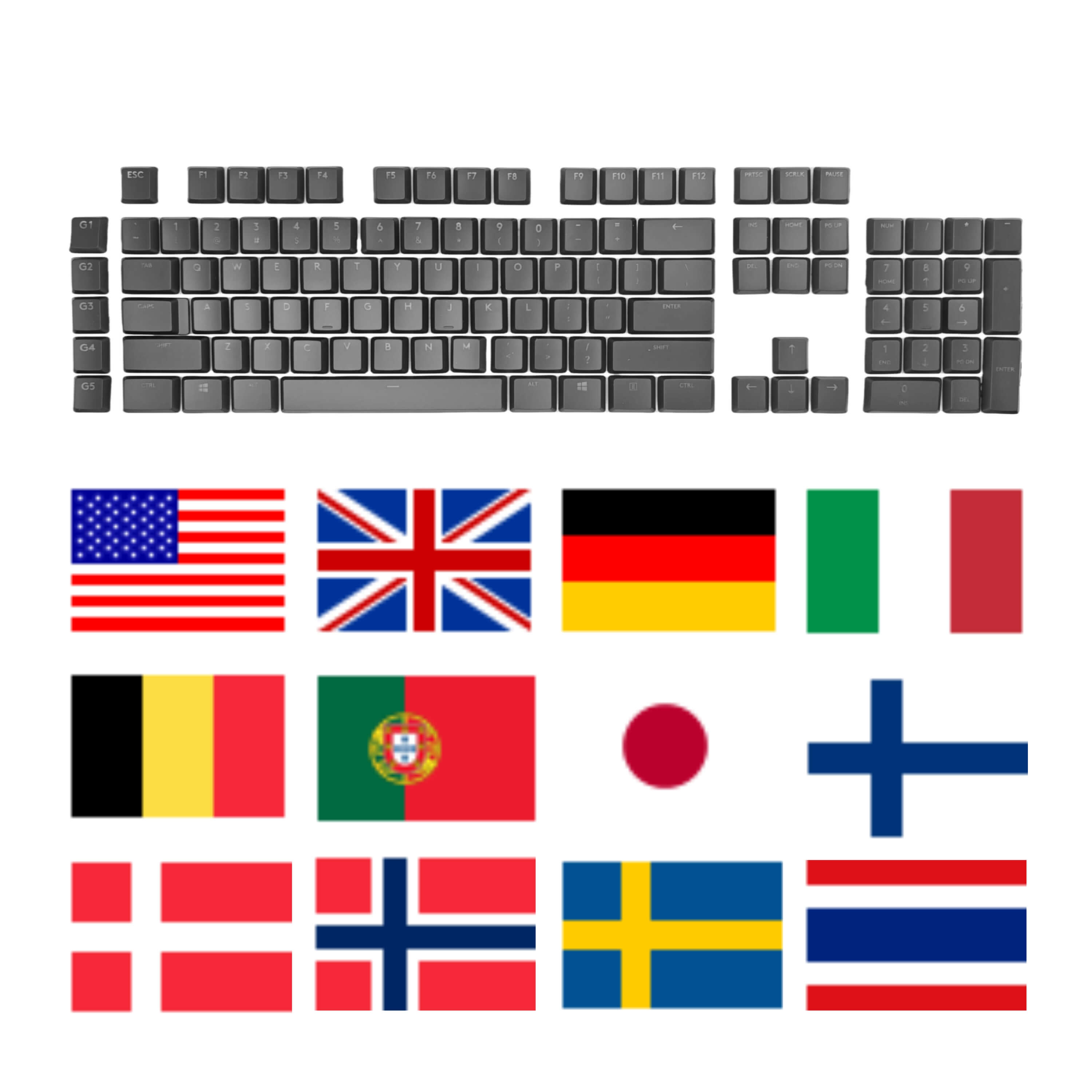 Logitech G915 / G815 / G913 / G813 Keycaps Replacement Keycap Set - ABS / PBT / PC, ANSI / ISO
