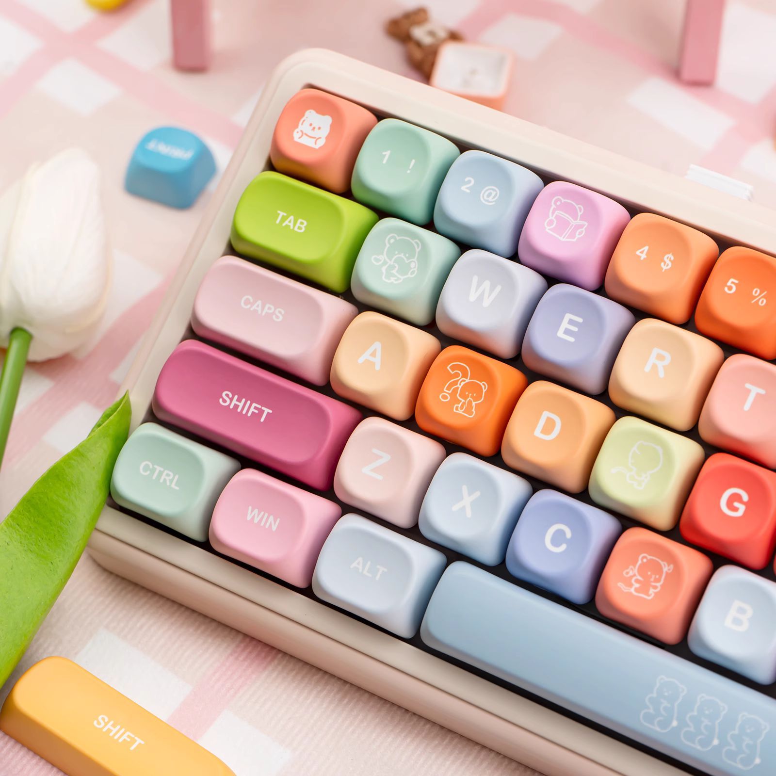 KeycapGuru Rainbow Candy MOA Keycap Set - PBT, 133 Keys