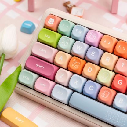KeycapGuru Rainbow Candy MOA Keycap Set - PBT, 133 Keys