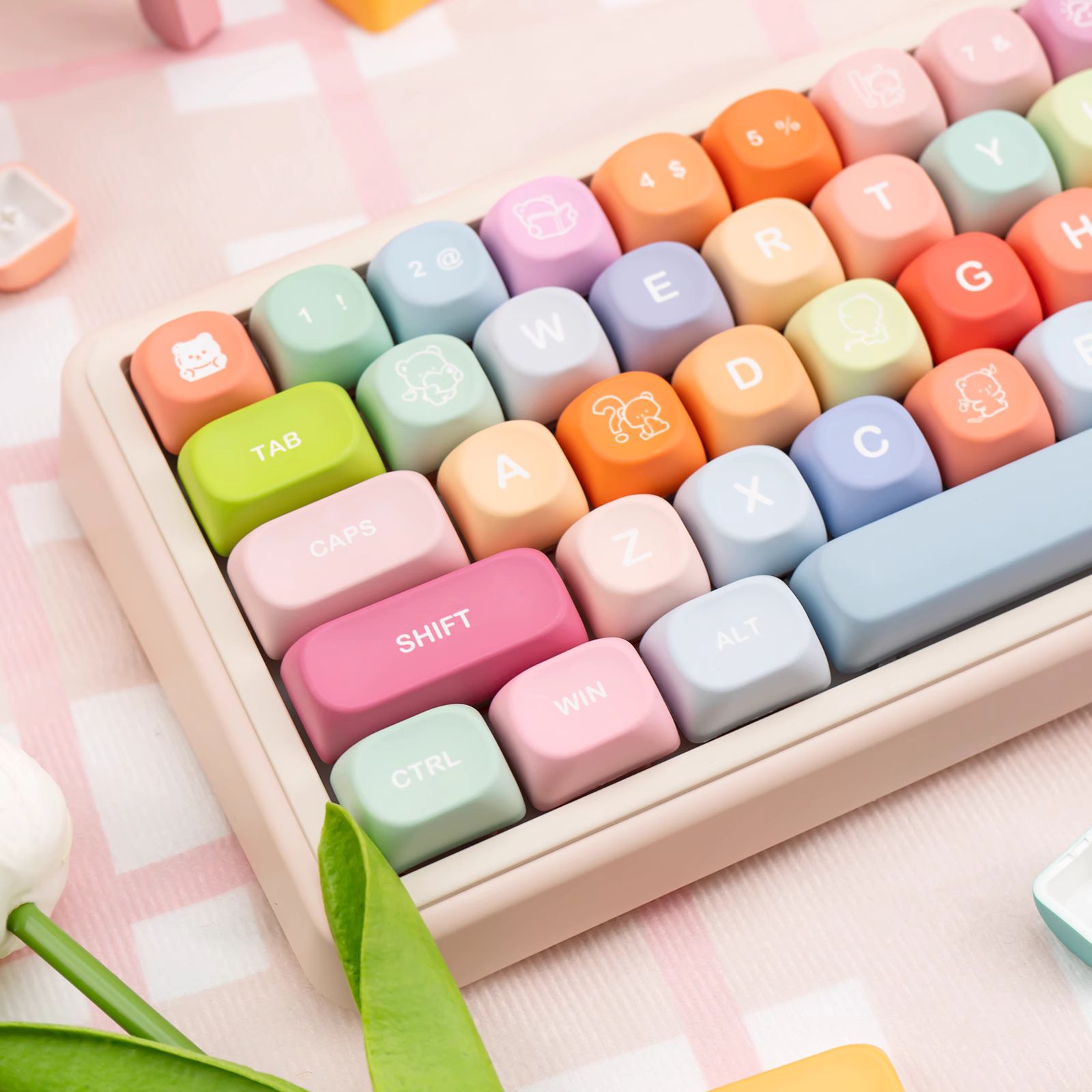 KeycapGuru Rainbow Candy MOA Keycap Set - PBT, 133 Keys