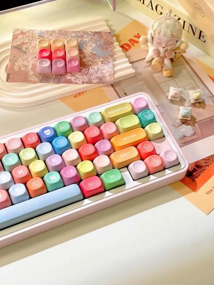 KeycapGuru Rainbow Candy MOA Keycap Set - PBT, 133 Keys
