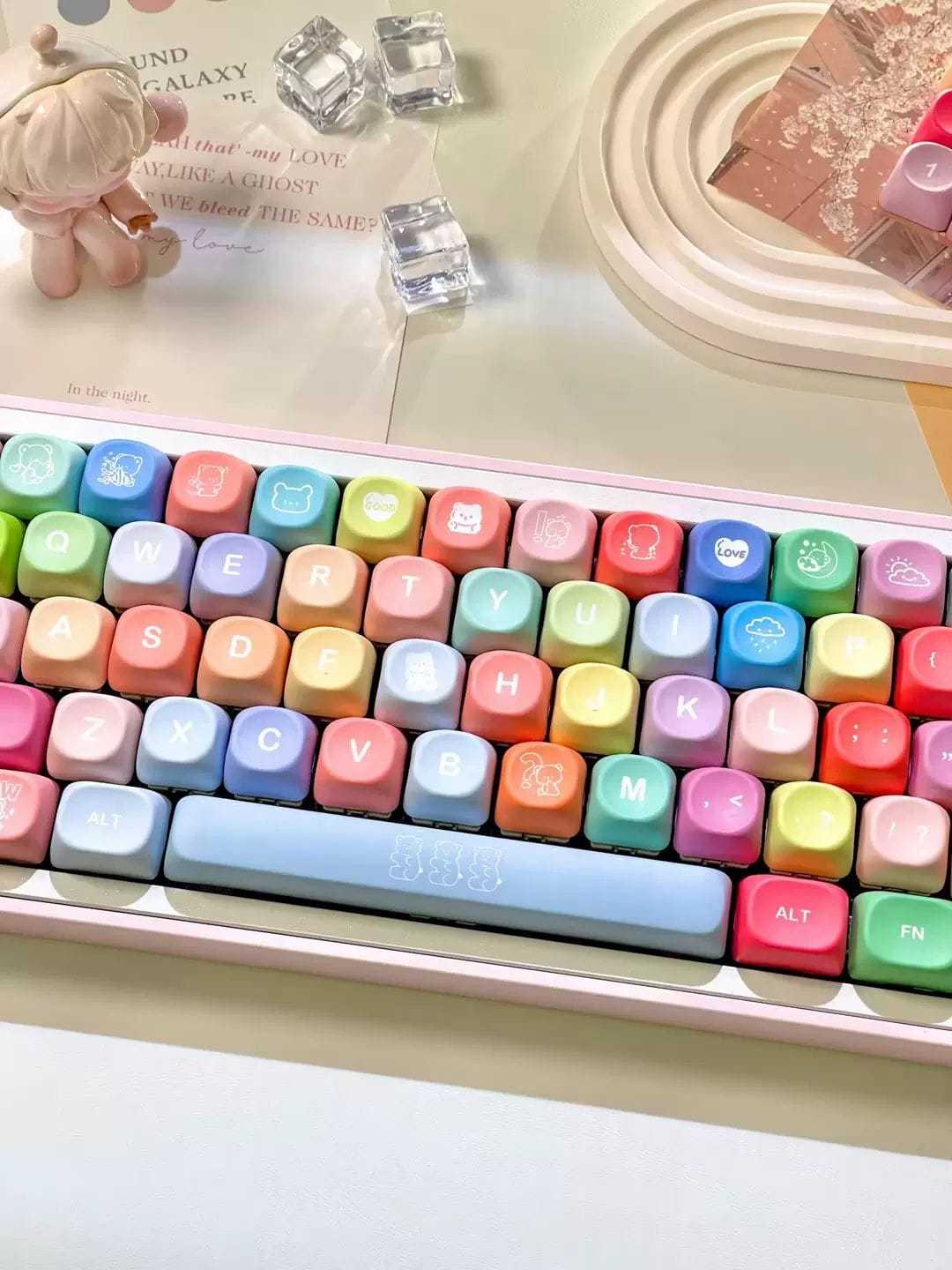 KeycapGuru Rainbow Candy MOA Keycap Set - PBT, 133 Keys