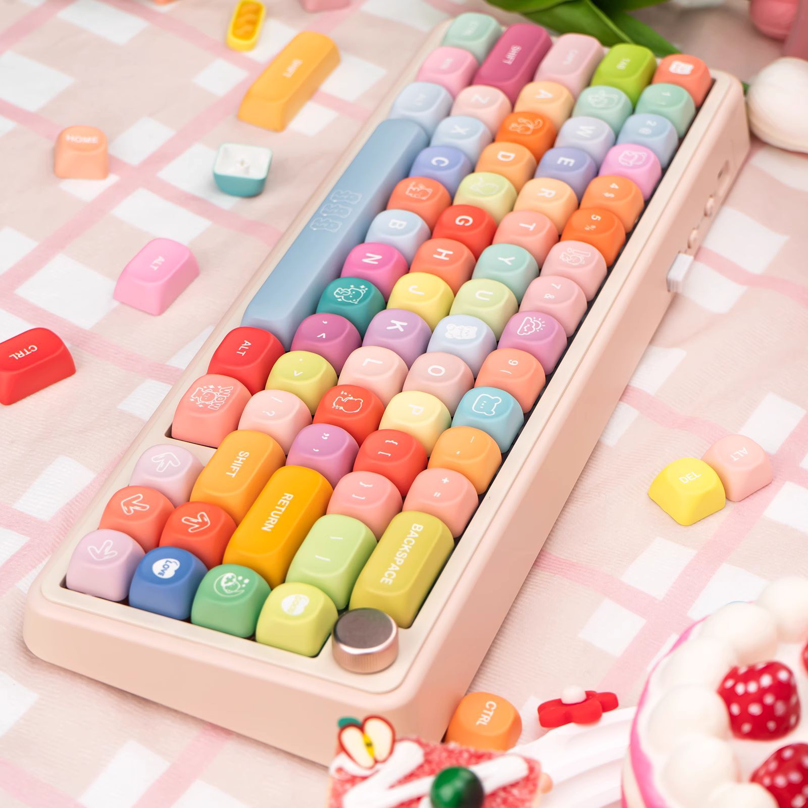 KeycapGuru Rainbow Candy MOA Keycap Set - PBT, 133 Keys