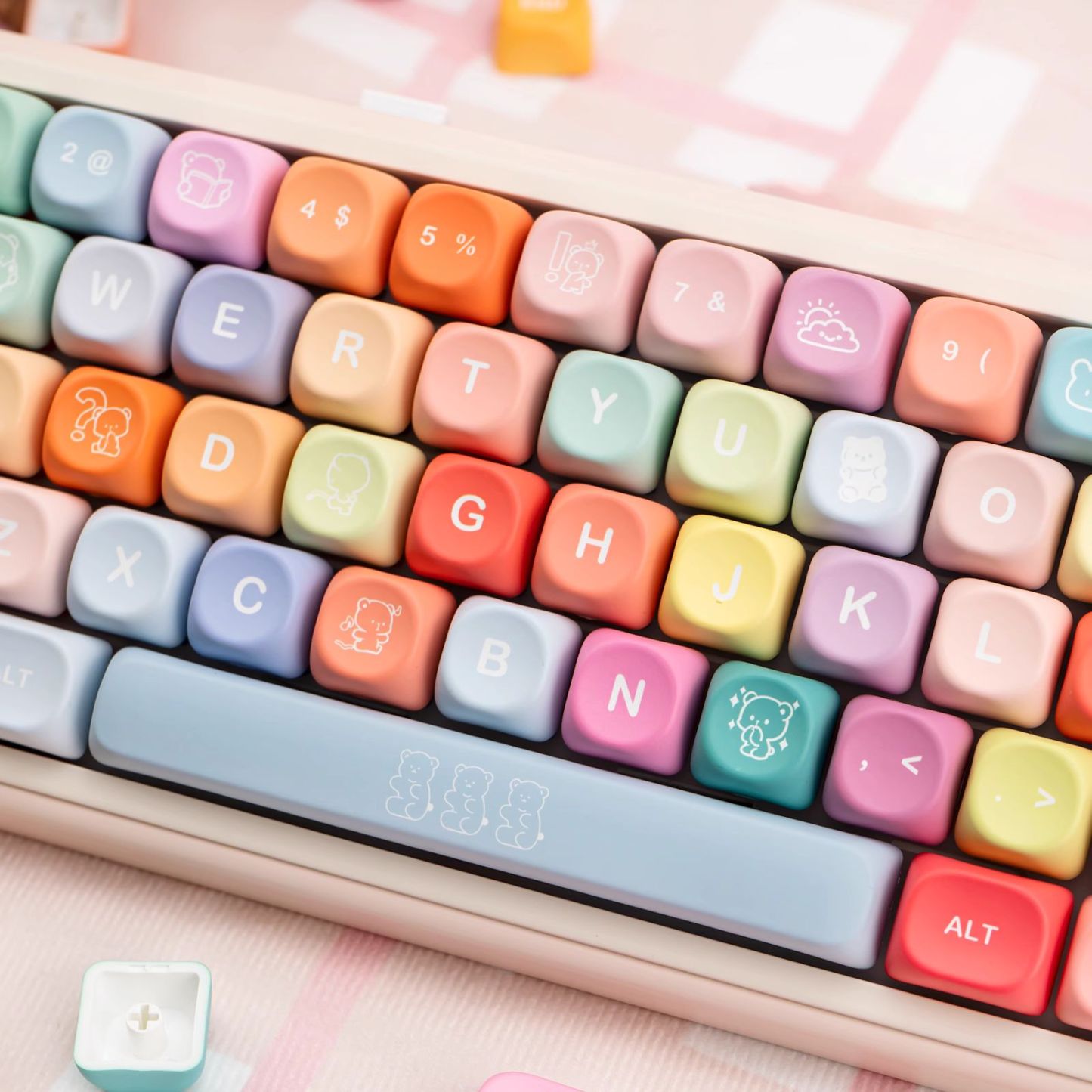 KeycapGuru Rainbow Candy MOA Keycap Set - PBT, 133 Keys