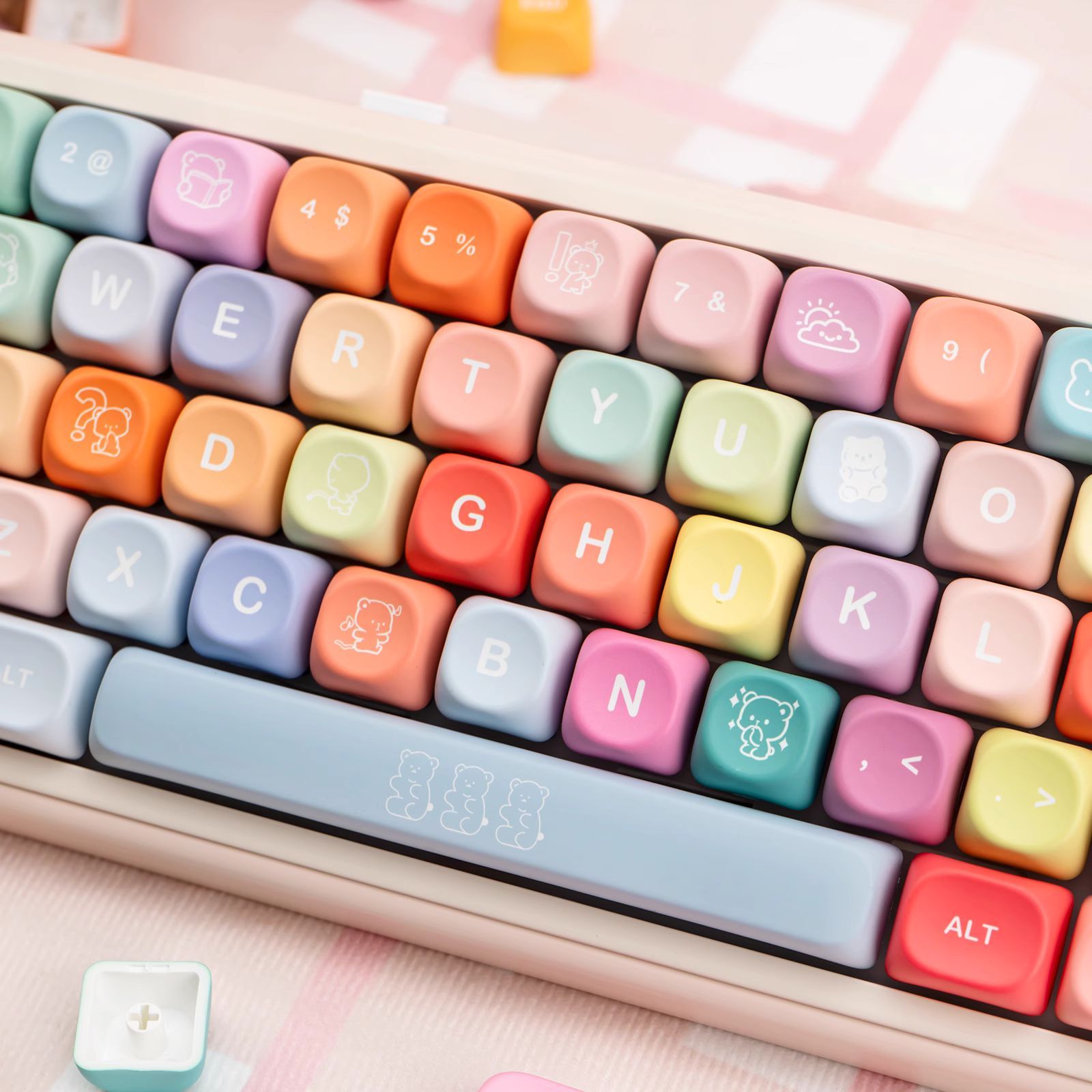 KeycapGuru Rainbow Candy MOA Keycap Set - PBT, 133 Keys