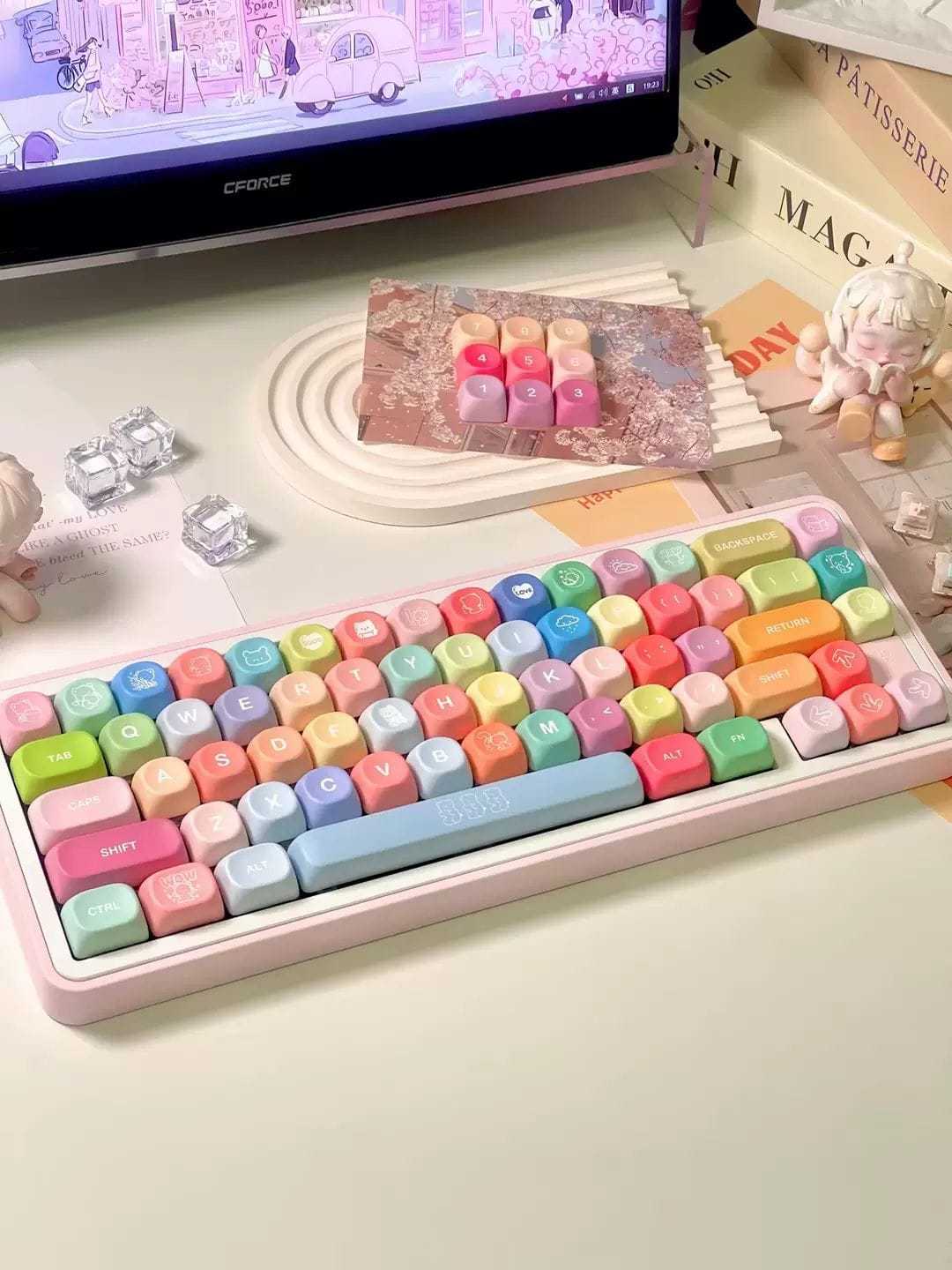KeycapGuru Rainbow Candy MOA Keycap Set - PBT, 133 Keys