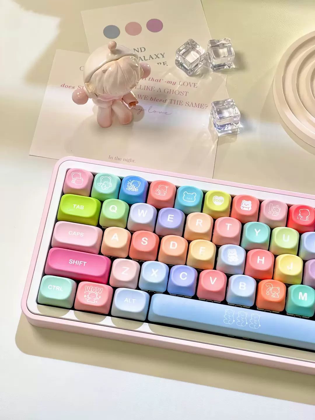 KeycapGuru Rainbow Candy MOA Keycap Set - PBT, 133 Keys