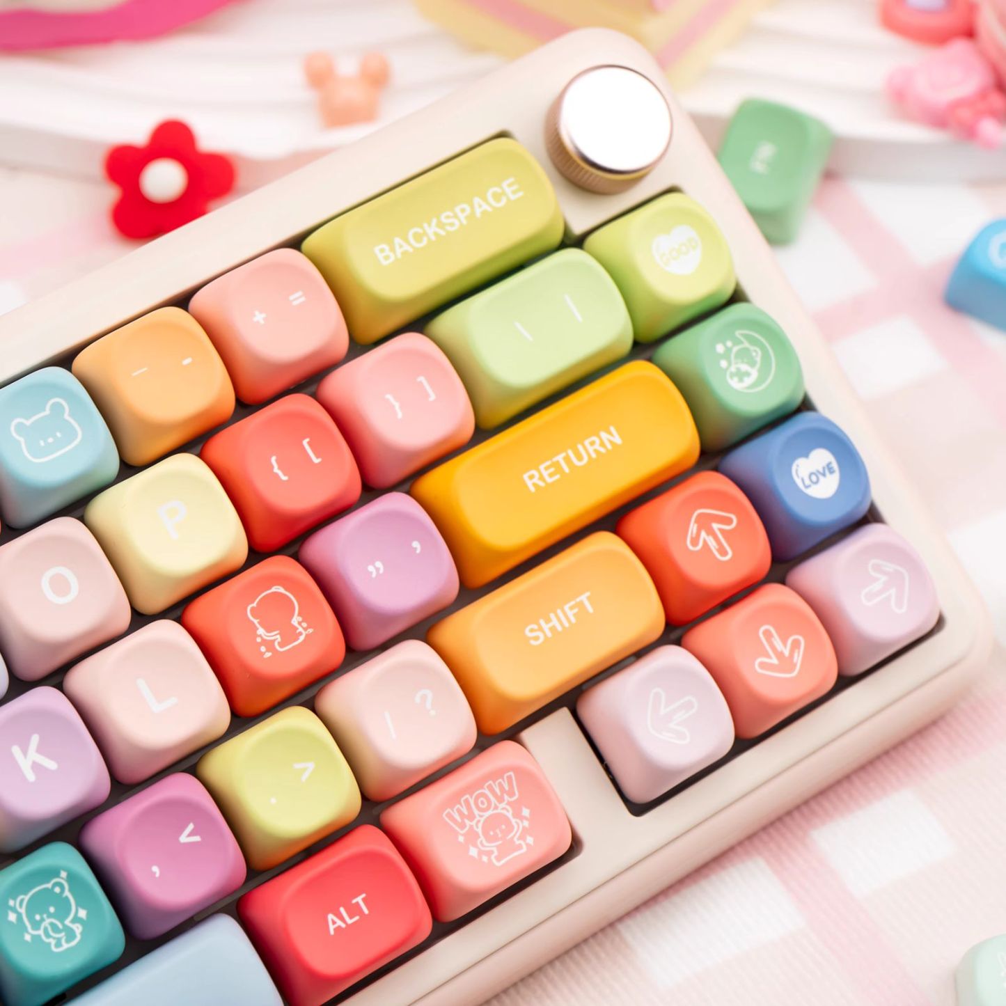 KeycapGuru Rainbow Candy MOA Keycap Set - PBT, 133 Keys
