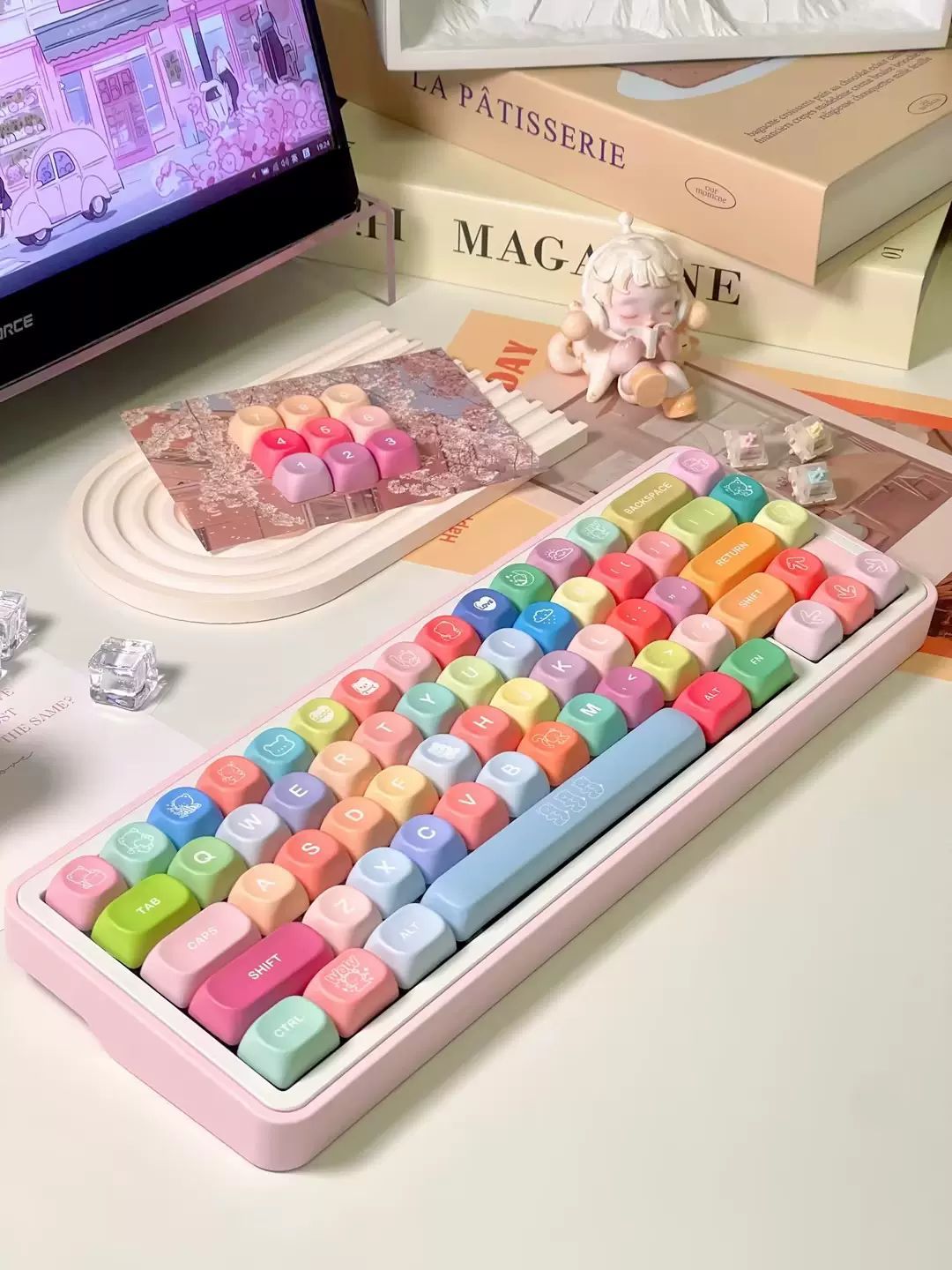 KeycapGuru Rainbow Candy MOA Keycap Set - PBT, 133 Keys
