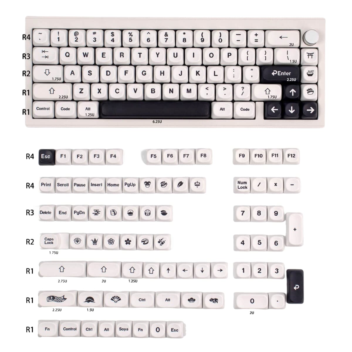 KeycapGuru Simplicity MOA Keycap Set - English, PBT, 144 Keys