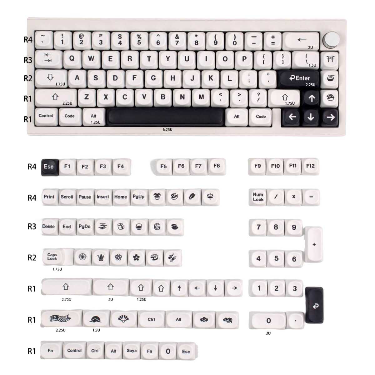 KeycapGuru Simplicity MOA Keycap Set - English, PBT, 144 Keys