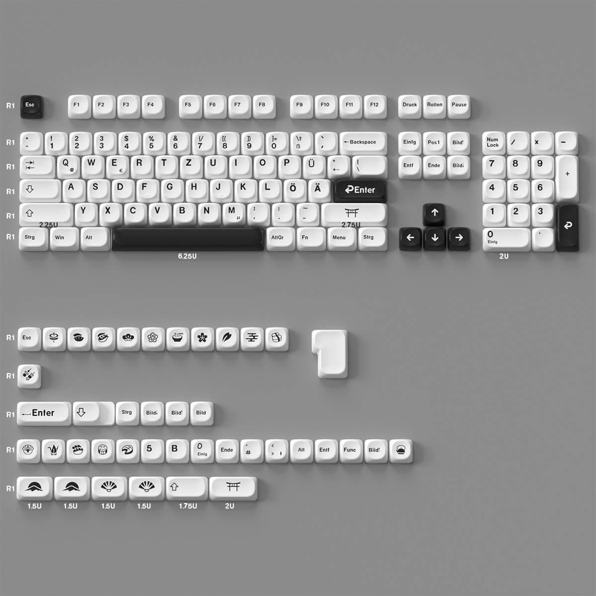 KeycapGuru Simplicity MOA Keycap Set - English, PBT, 144 Keys