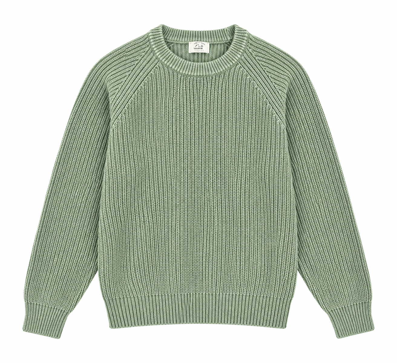 Men Vintage Washed Knit Crew Neck Sweater