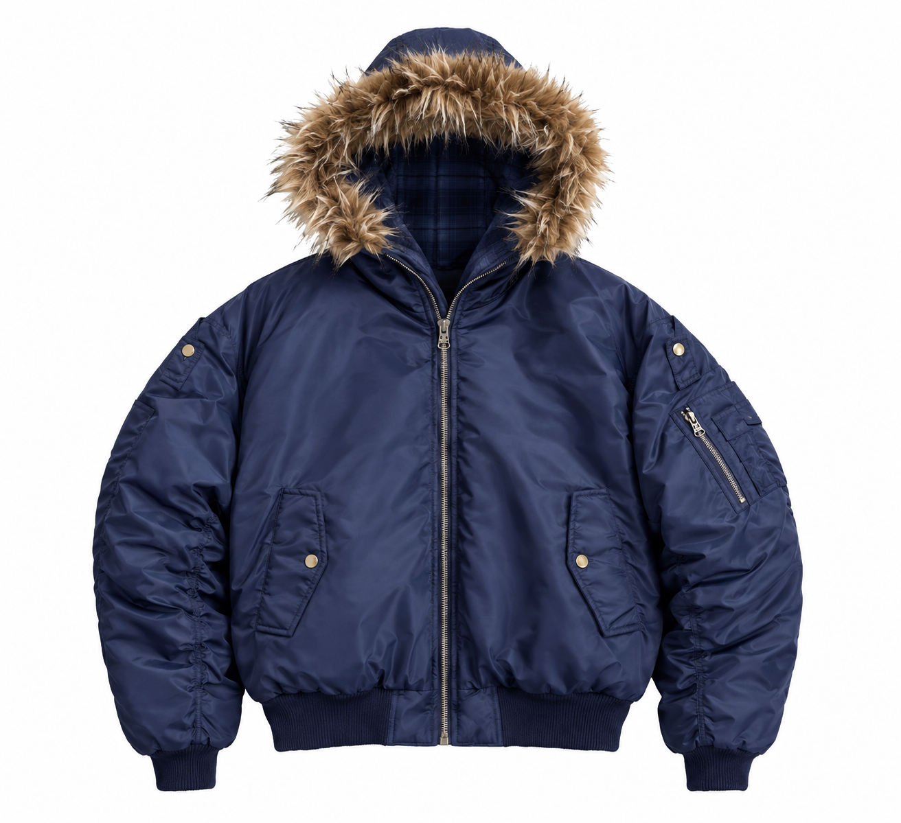 Reversible Plaid Padded Cotton Jacket