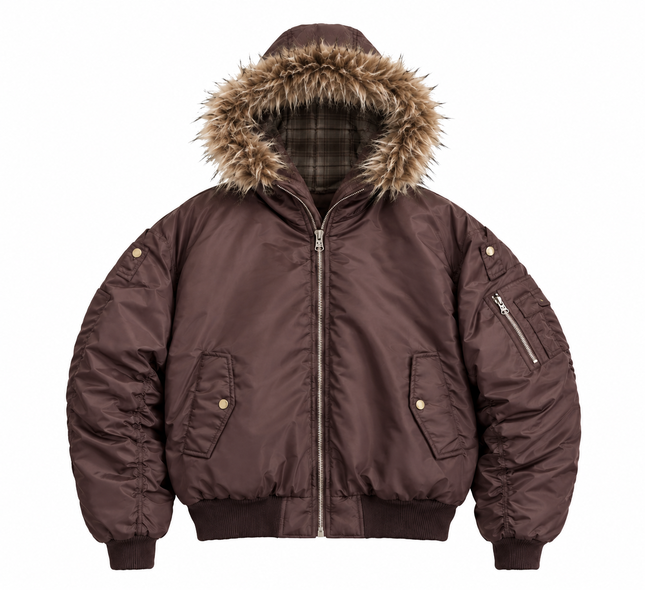 Reversible Plaid Padded Cotton Jacket