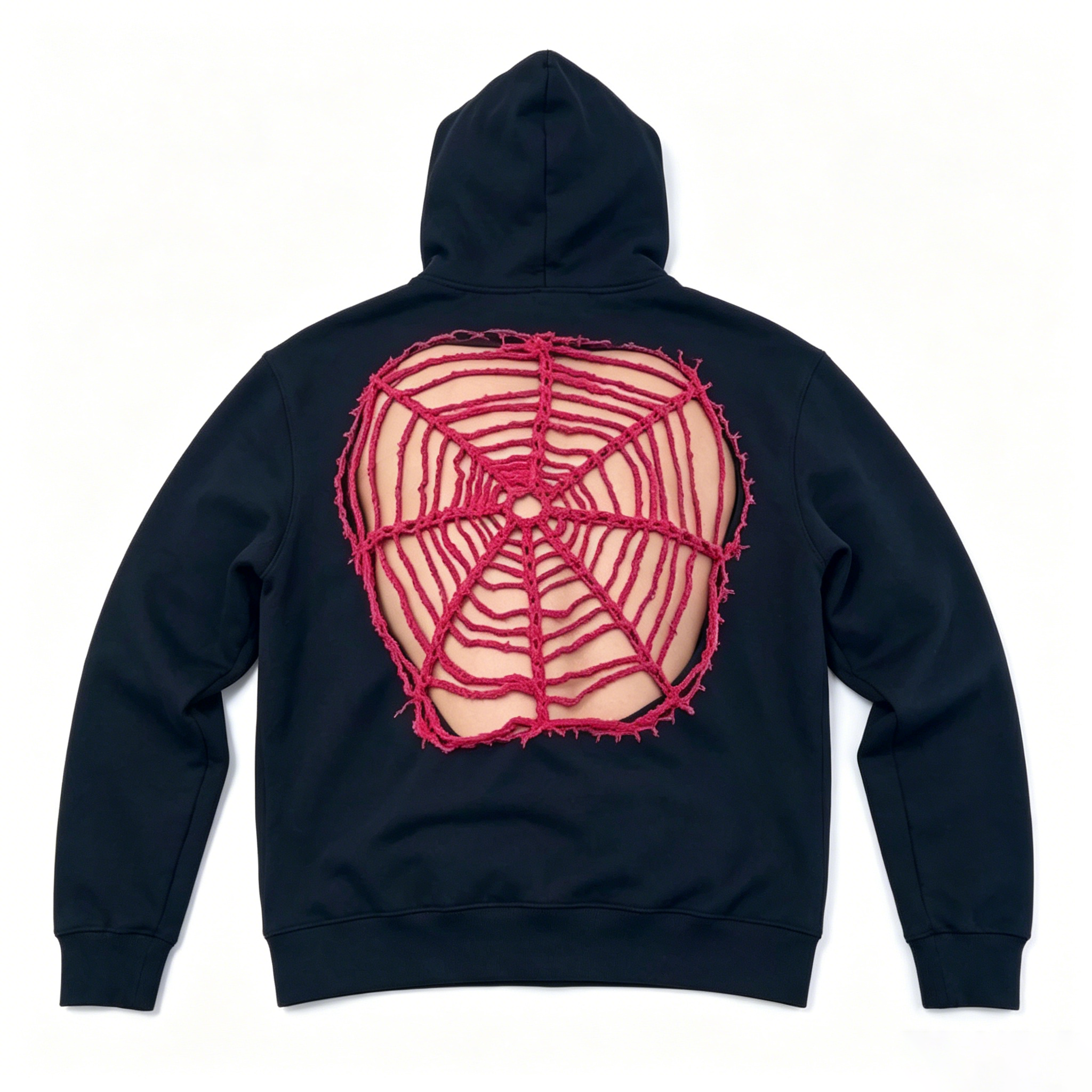Spider Web Cutout Back Hooded Sweatshirt