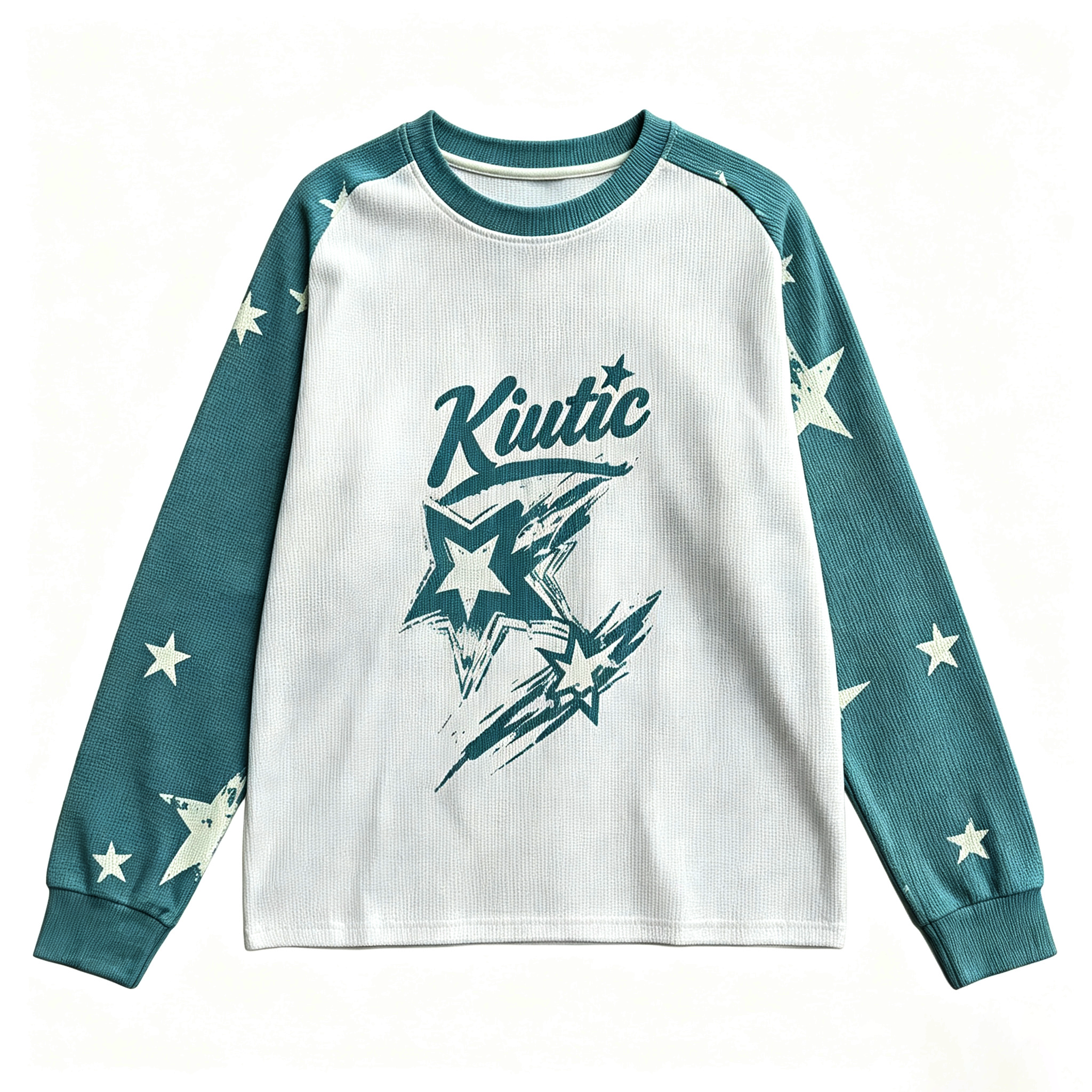 Unisex Waffle Knit Crew Neck Long Sleeve Tee