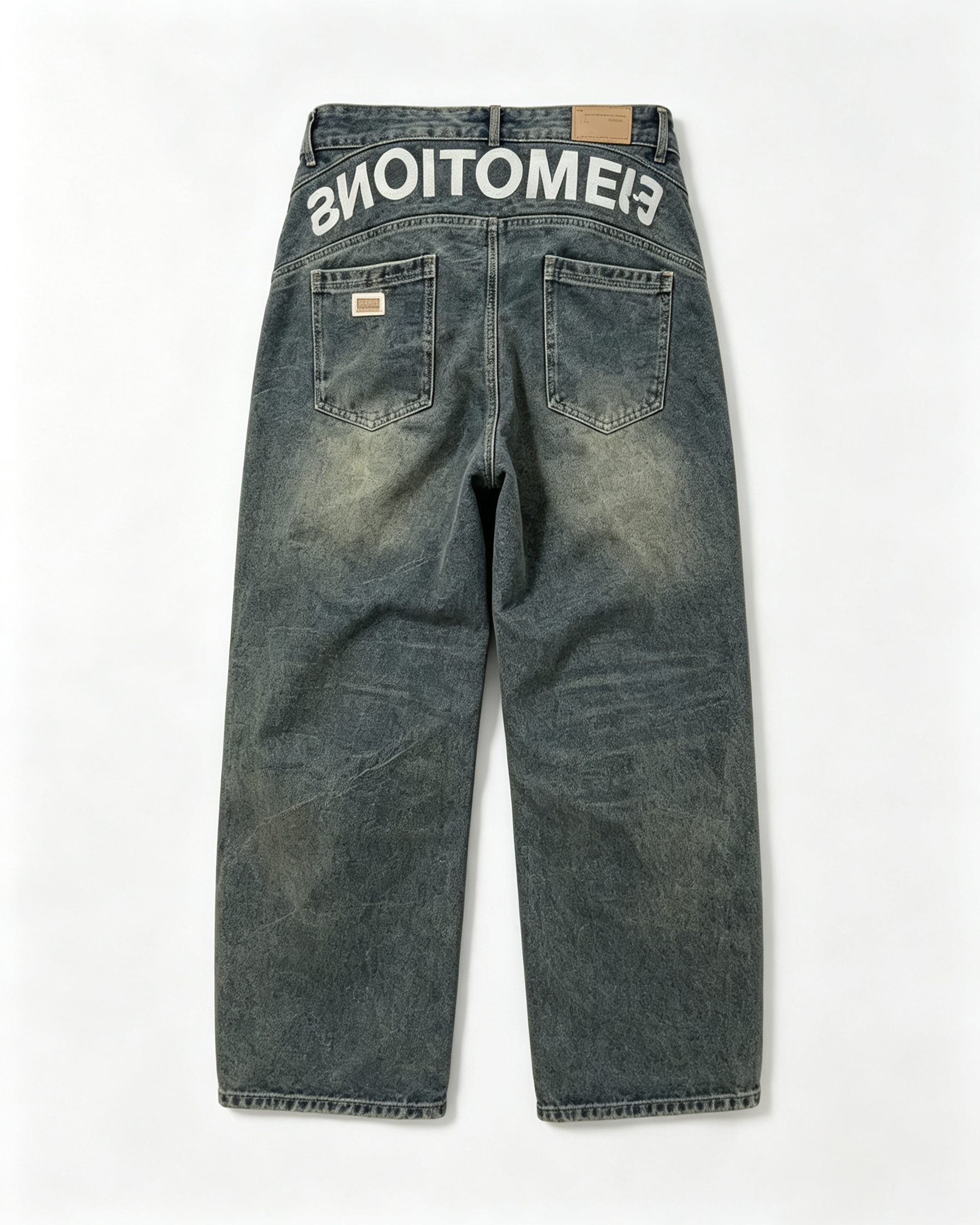 Men Vintage Baggy Wide‑Leg Letter Print Jeans