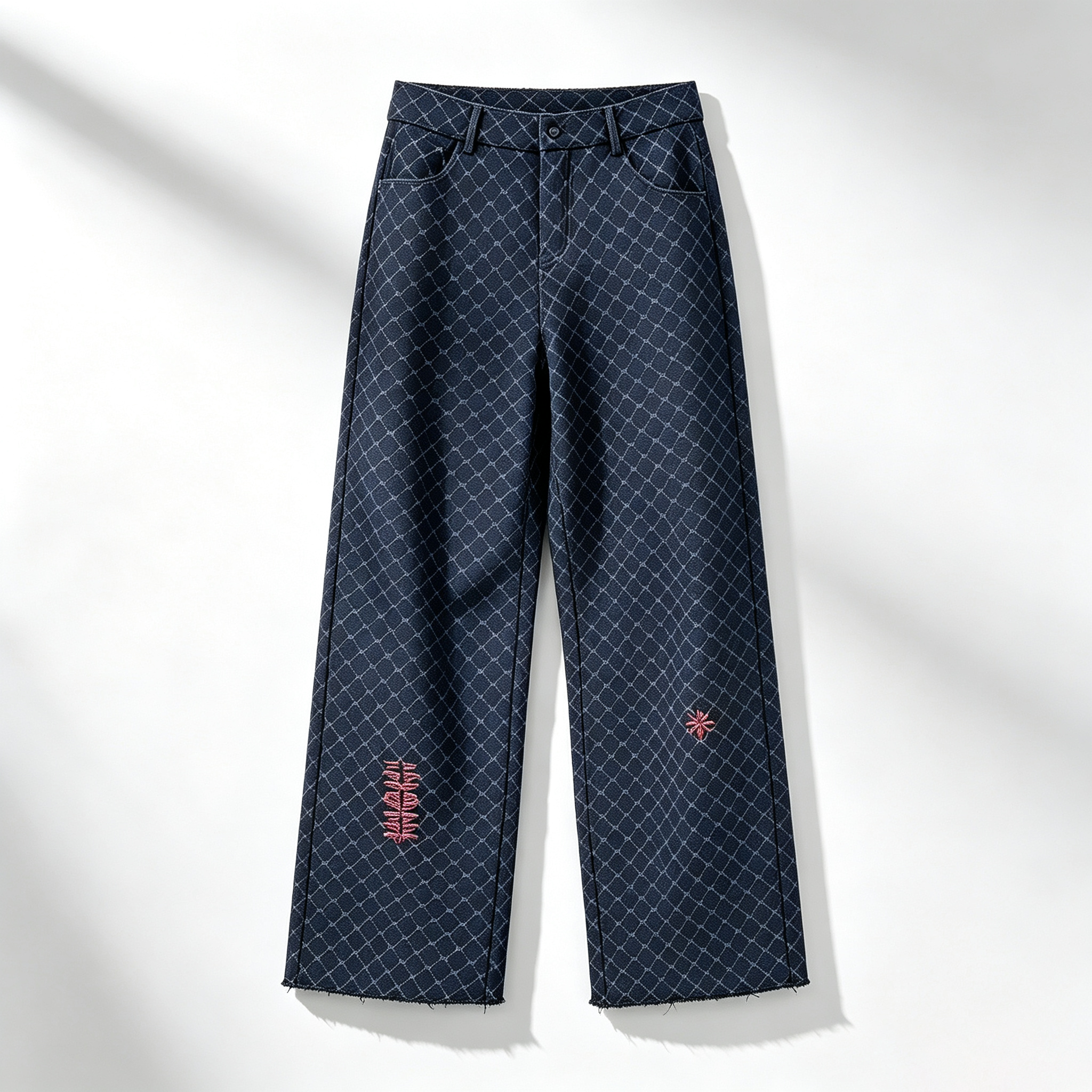 Lattice Pattern Flare Jeans