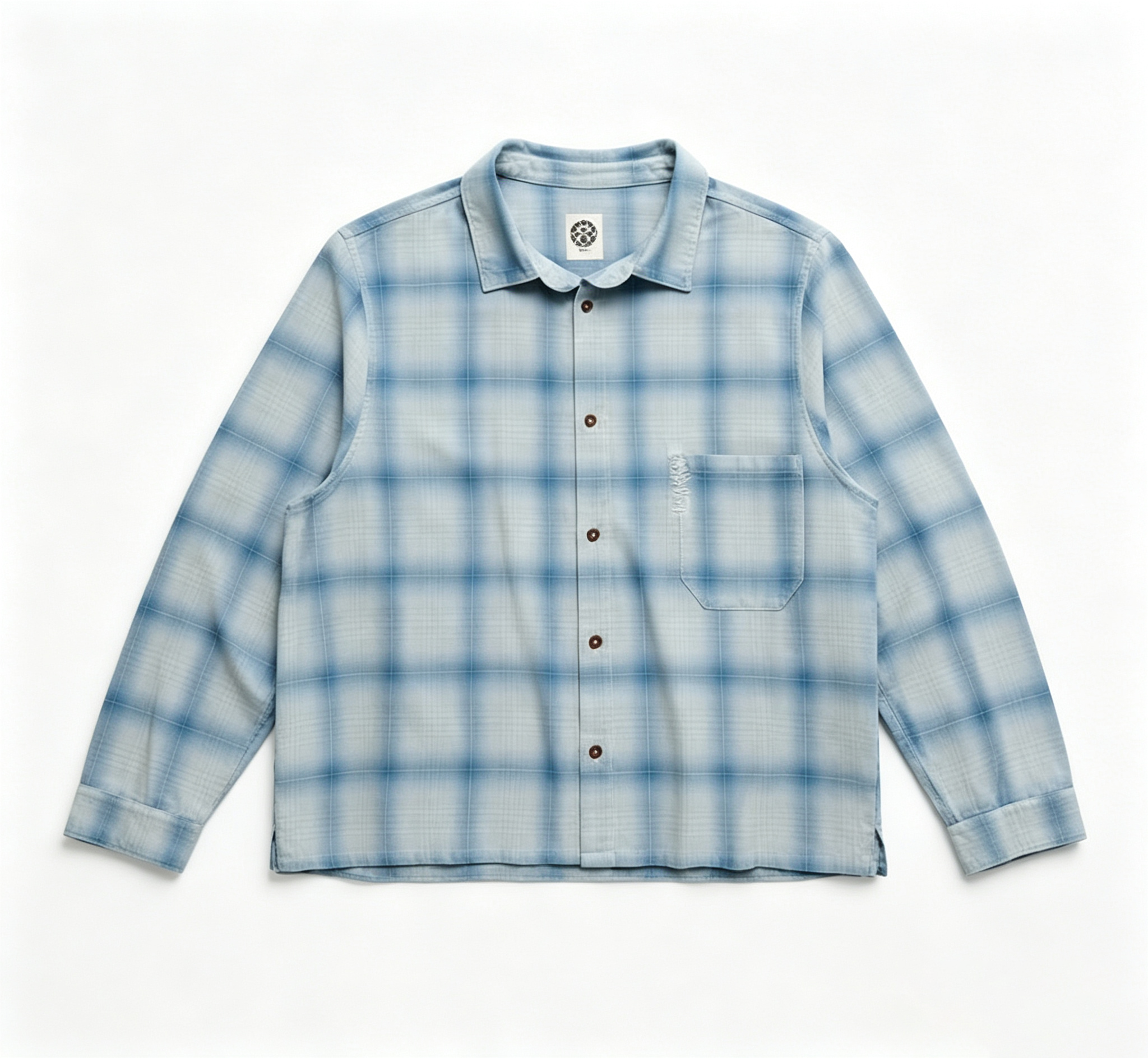 Flannel Blue White Plaid Shirt