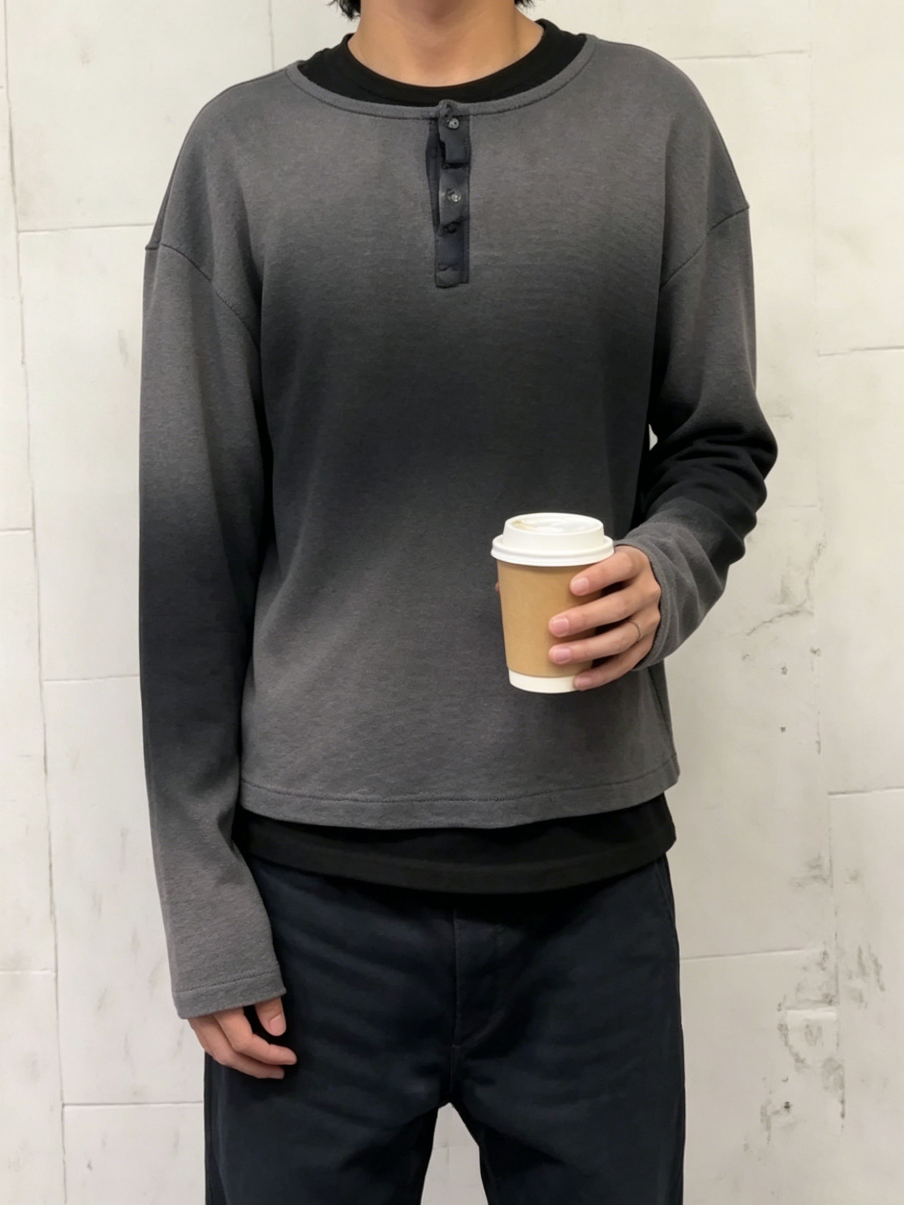 Ombre Placket Henley Textured Top