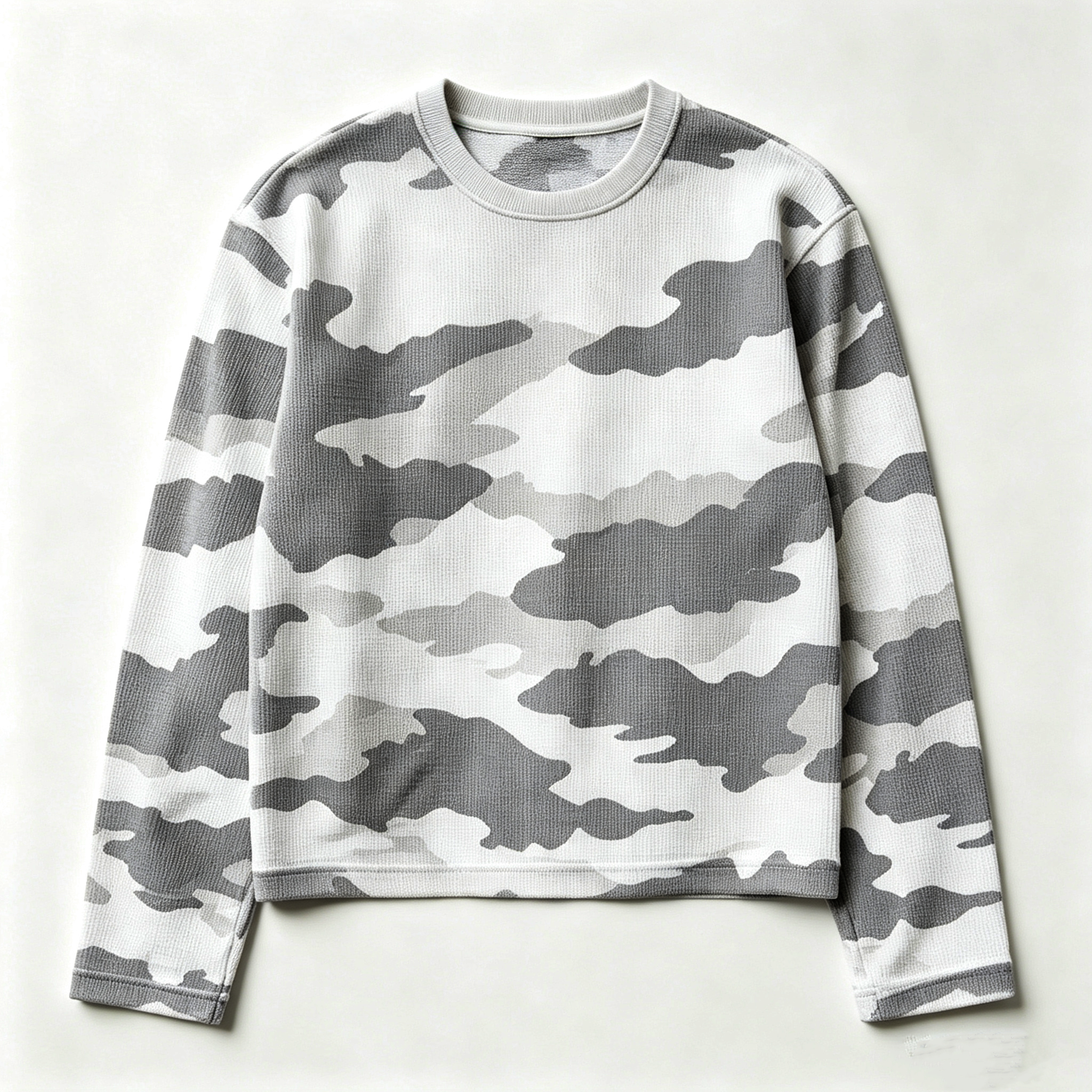 Unisex Waffle Knit Crew Neck Long Sleeve Tee