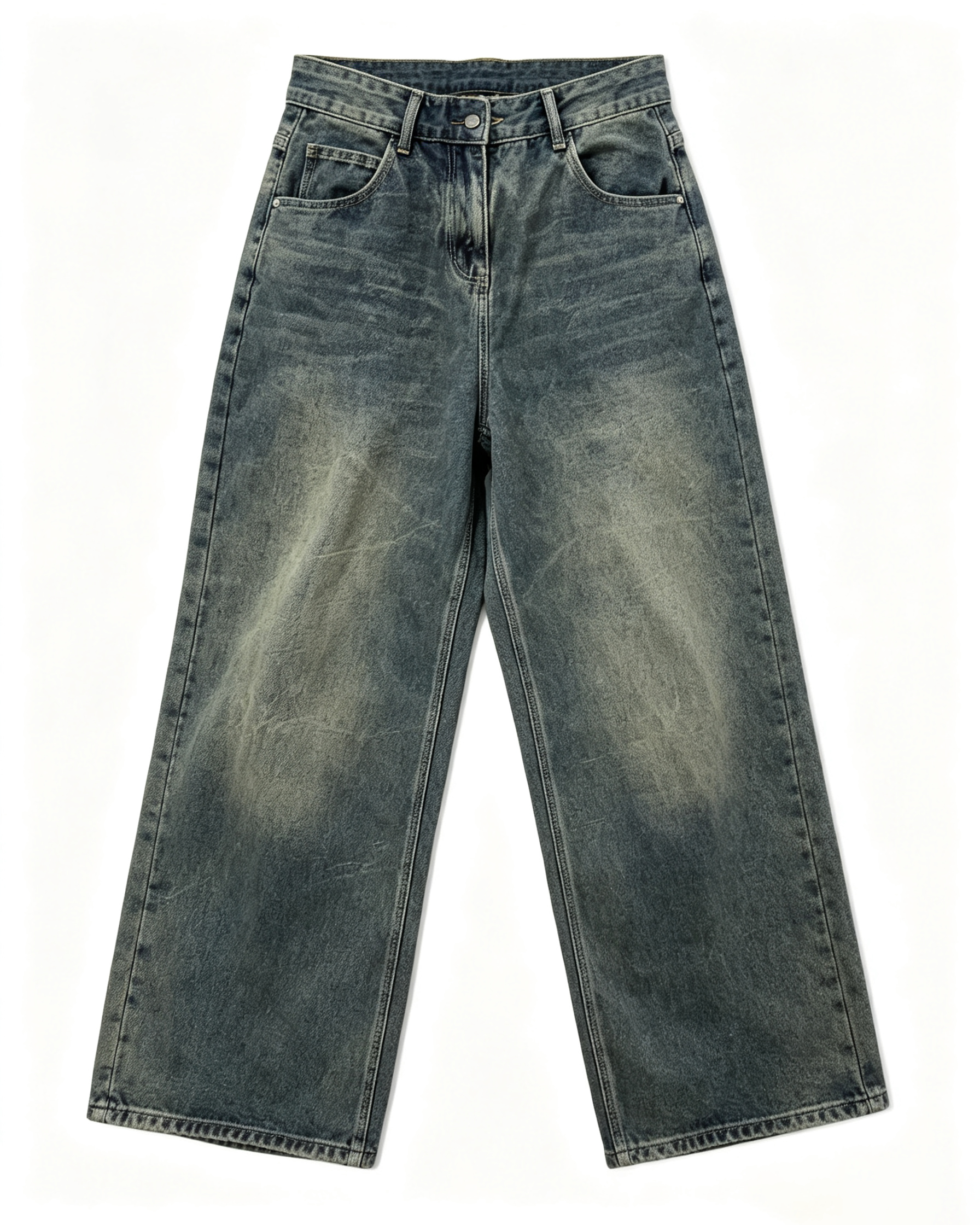 Men Vintage Baggy Wide‑Leg Letter Print Jeans