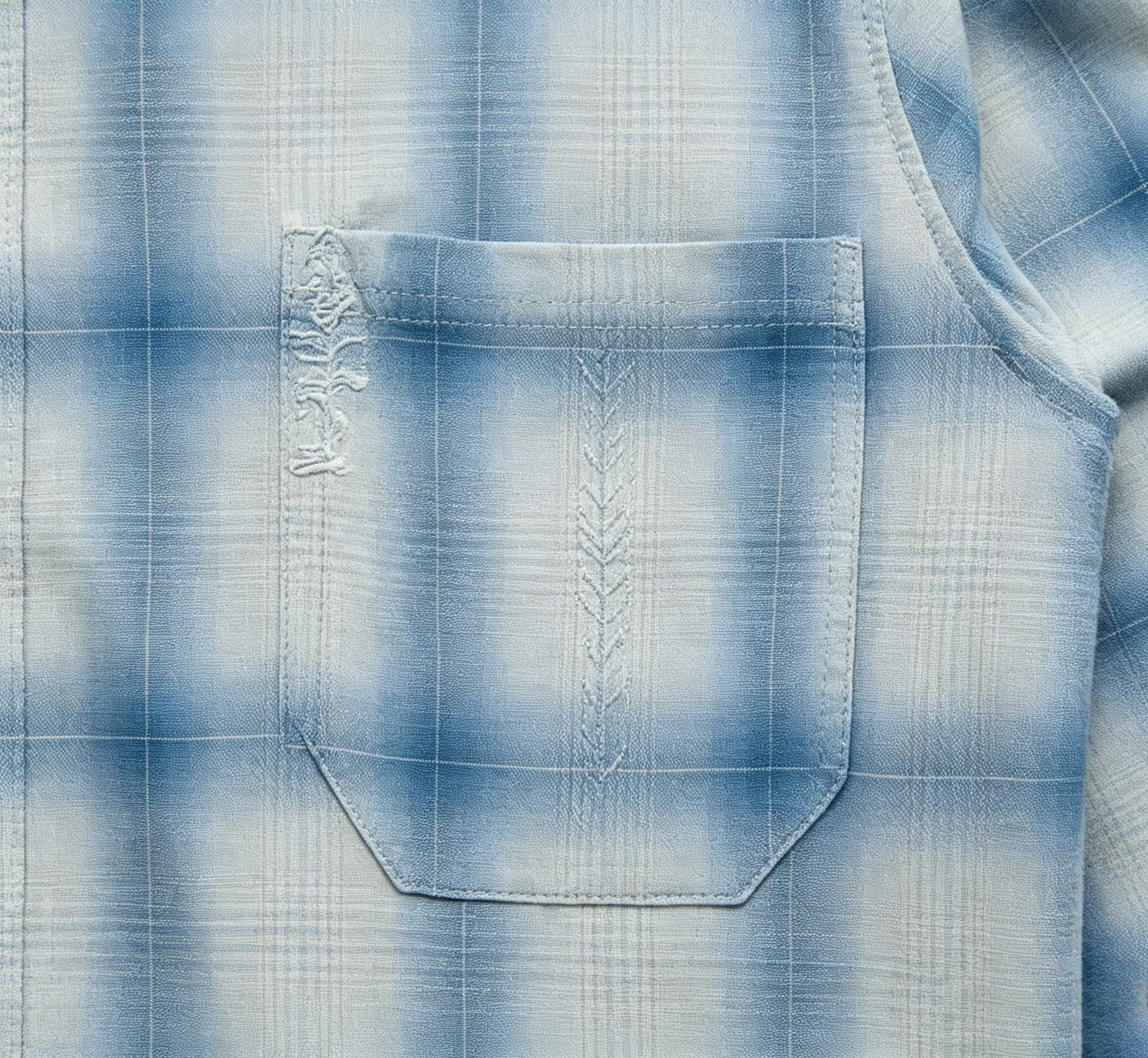 Flannel Blue White Plaid Shirt