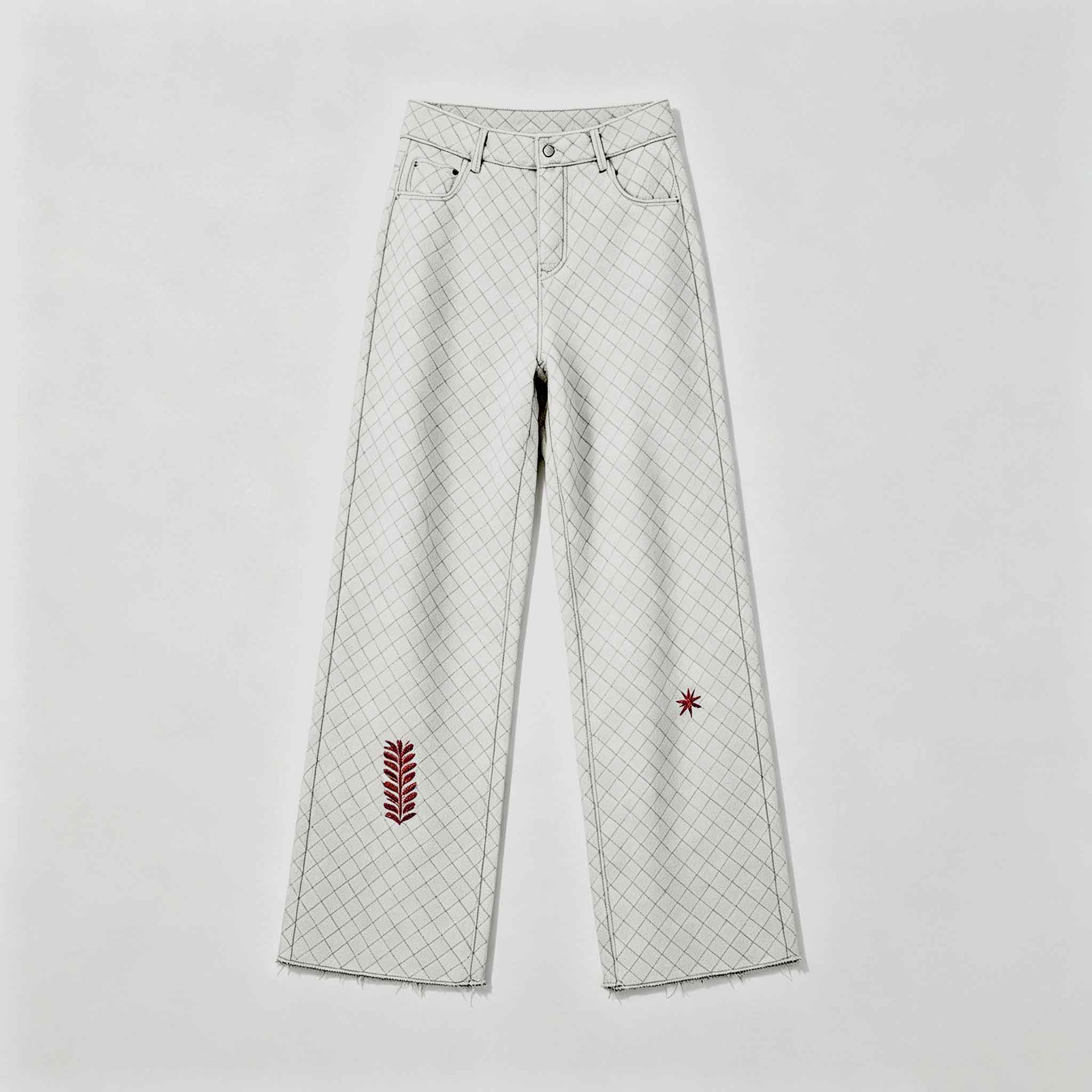 Lattice Pattern Flare Jeans