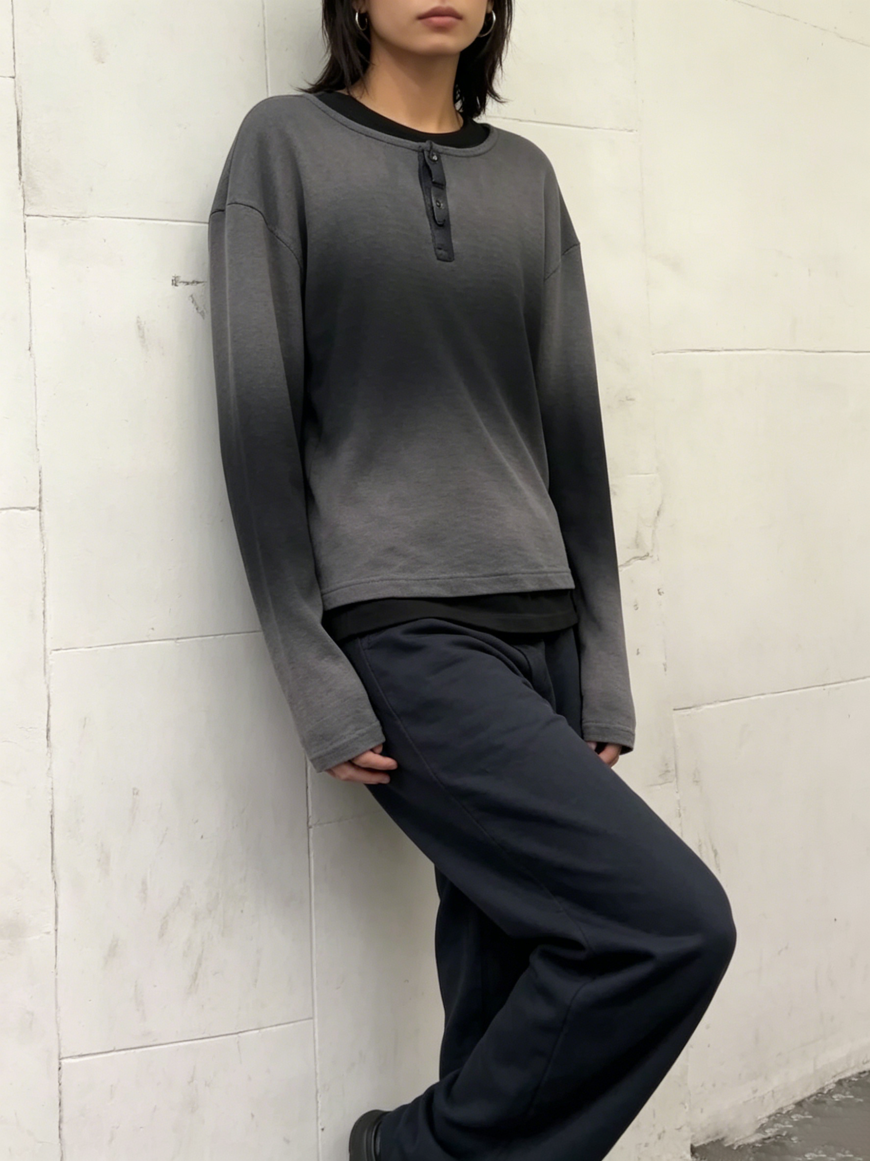 Ombre Placket Henley Textured Top