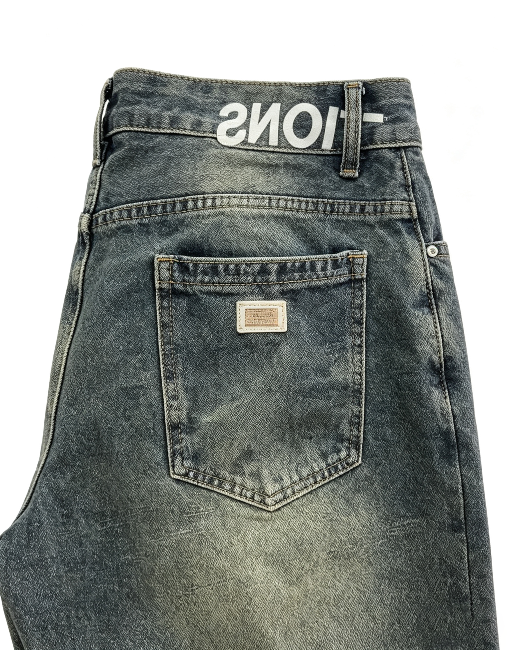 Men Vintage Baggy Wide‑Leg Letter Print Jeans
