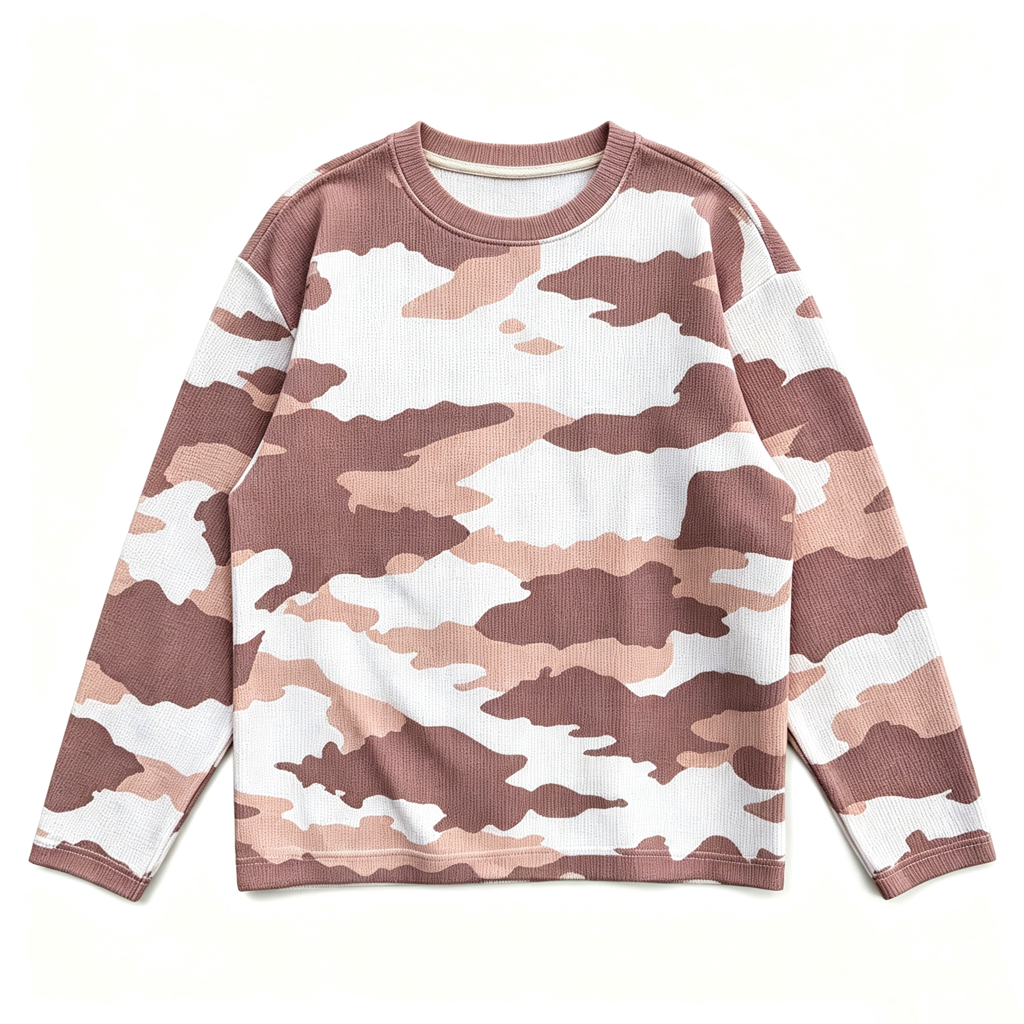 Unisex Waffle Knit Crew Neck Long Sleeve Tee