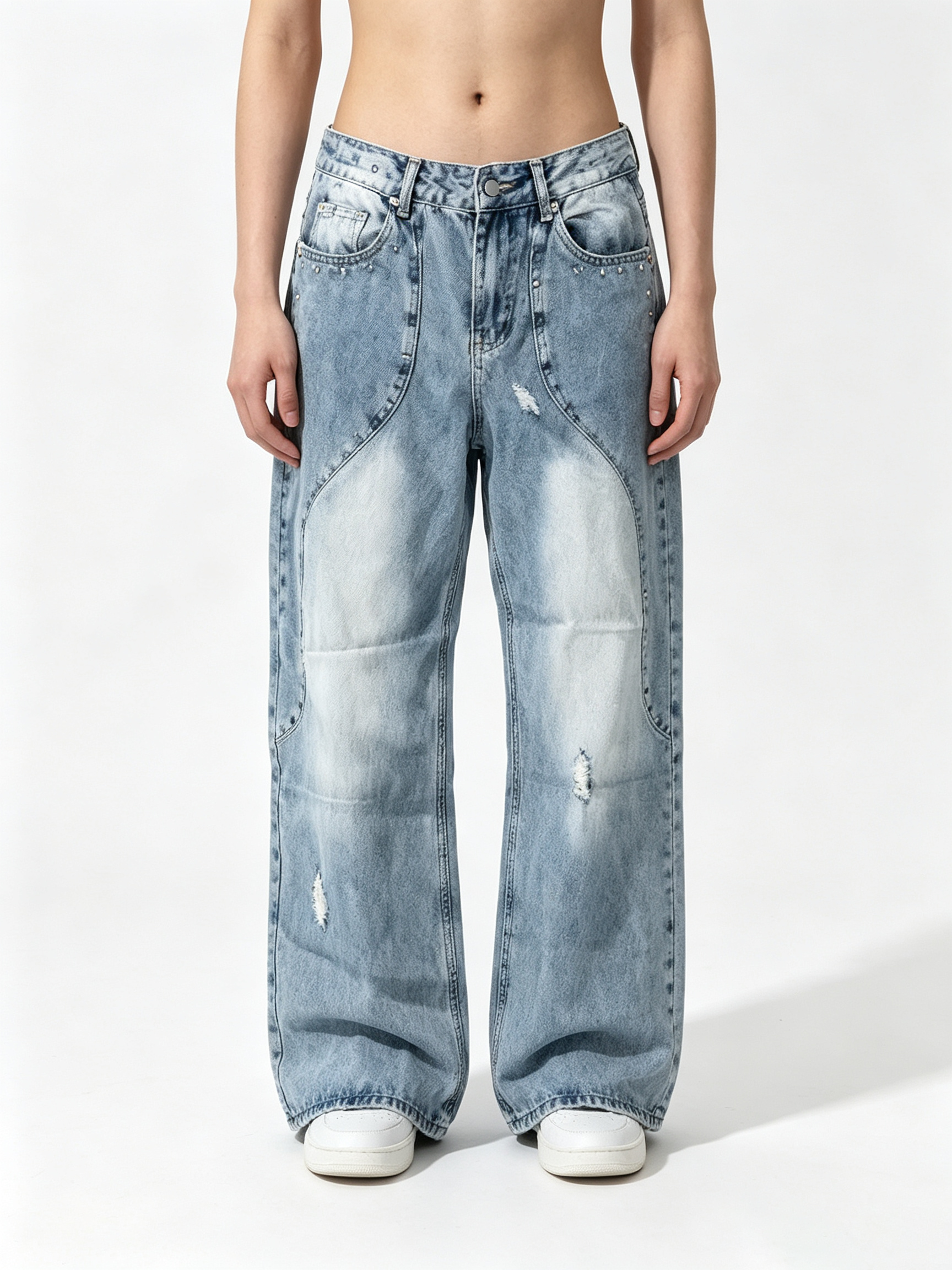 Distressed Washed Jeans