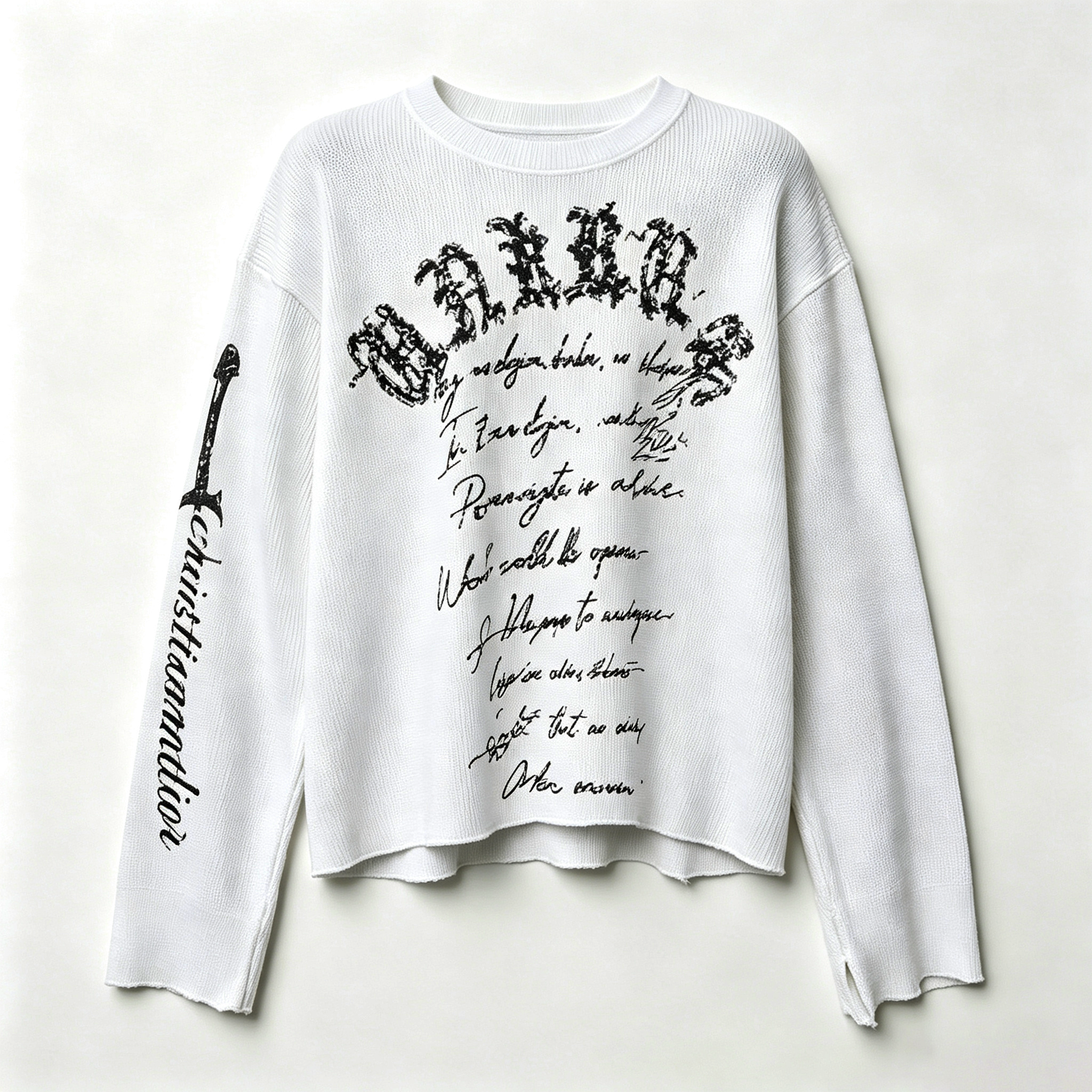 Unisex Waffle Knit Crew Neck Long Sleeve Tee