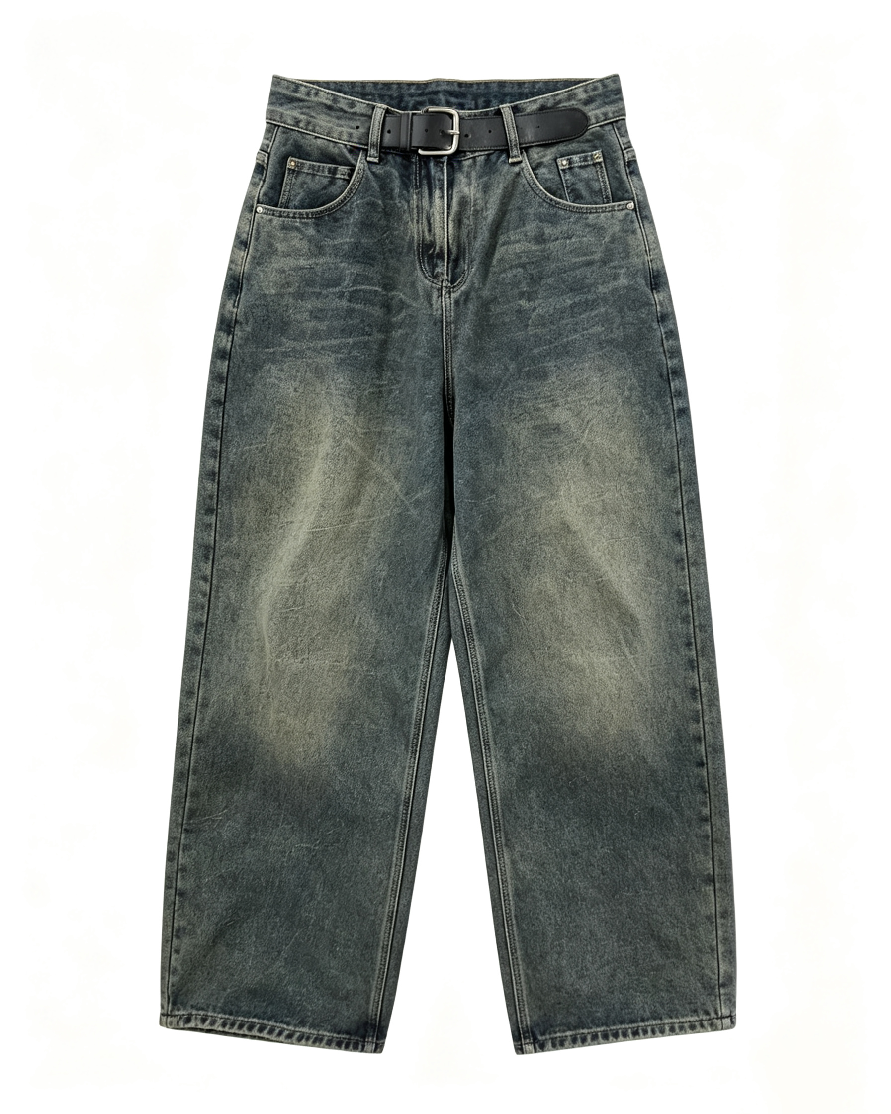 Men Vintage Baggy Wide‑Leg Letter Print Jeans