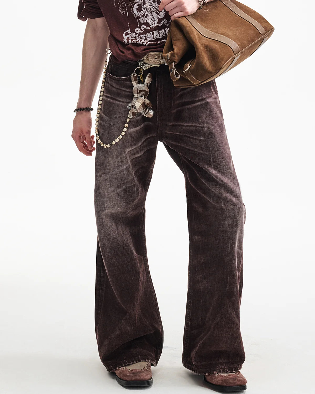 Unisex High Quality Vintage Acid Wash Flare Jeans