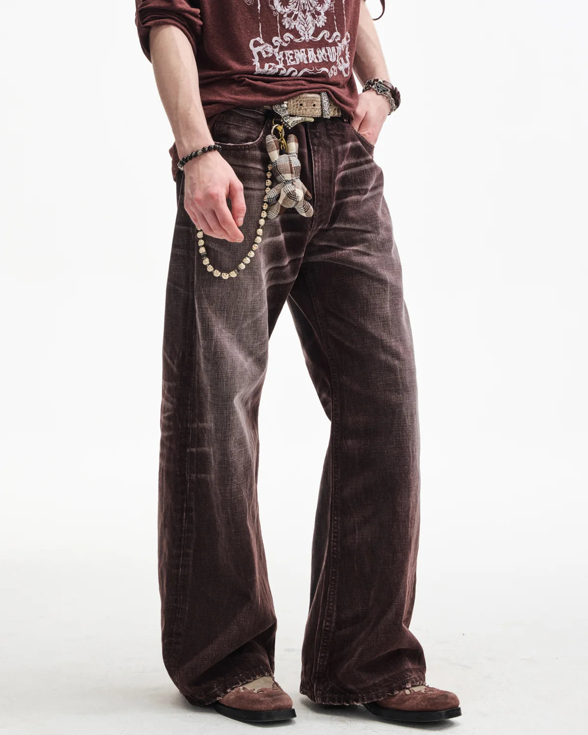 Unisex High Quality Vintage Acid Wash Flare Jeans