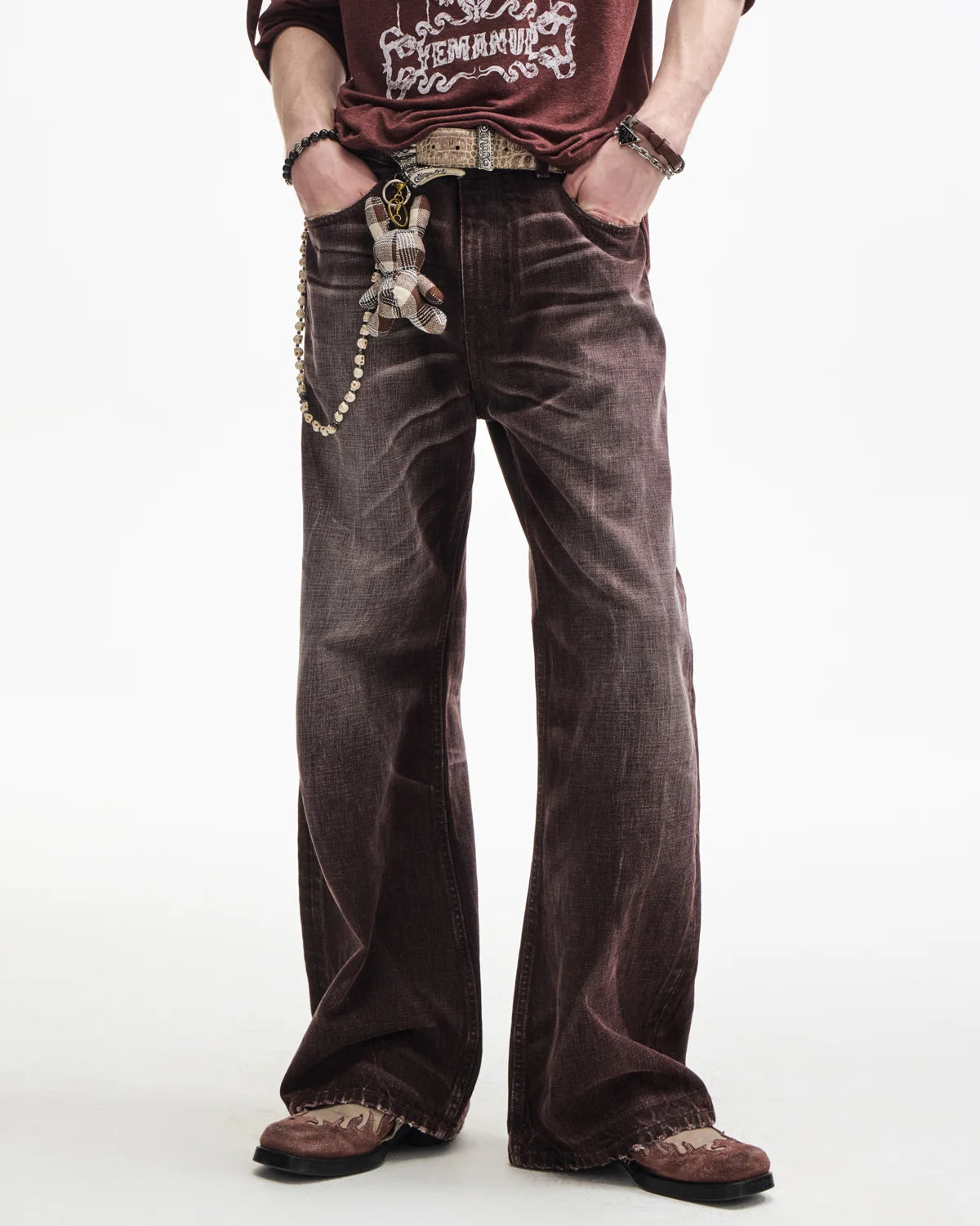 Unisex High Quality Vintage Acid Wash Flare Jeans