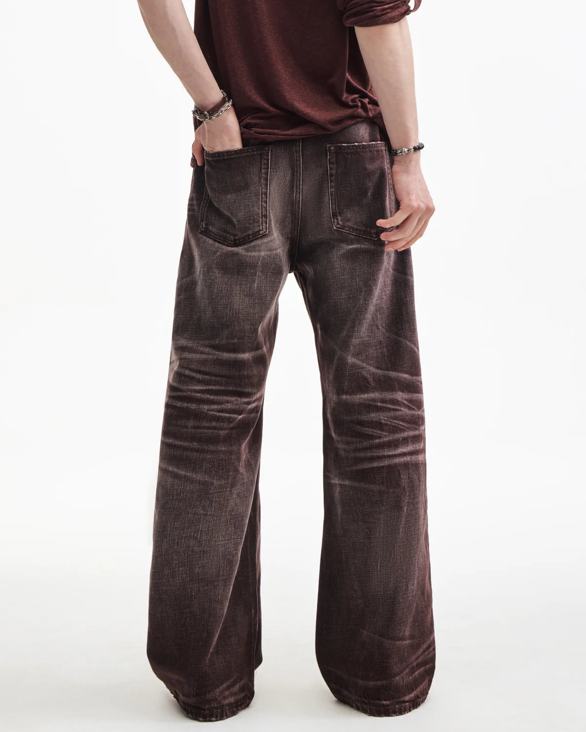 Unisex High Quality Vintage Acid Wash Flare Jeans