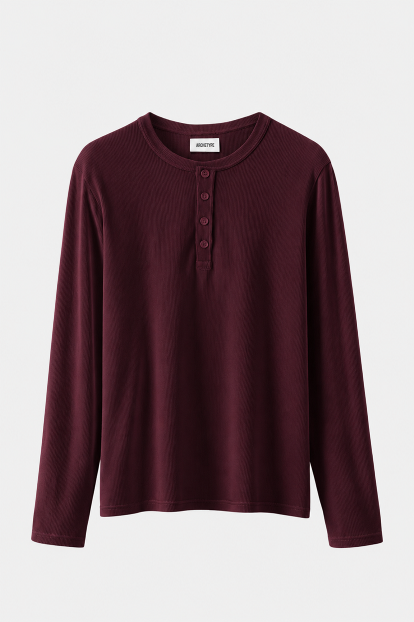 The Slim Crop Henley Longsleeve | White
