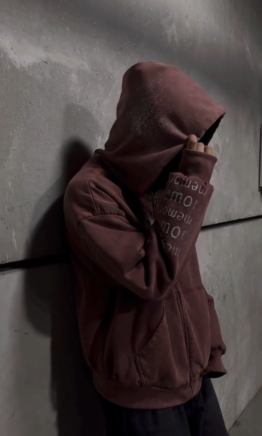 Reversible Washed Graphic Zip‑Up Hoodie
