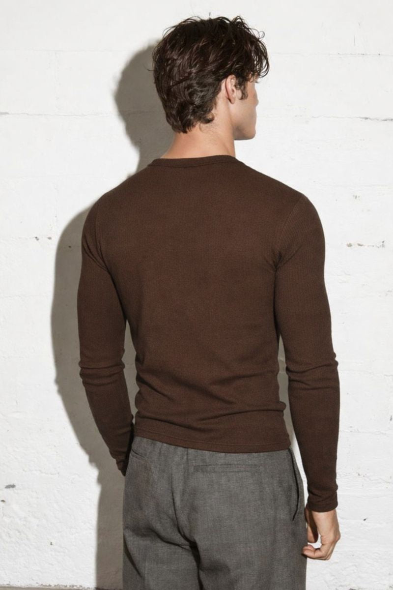 The Slim Crop Henley Longsleeve | White