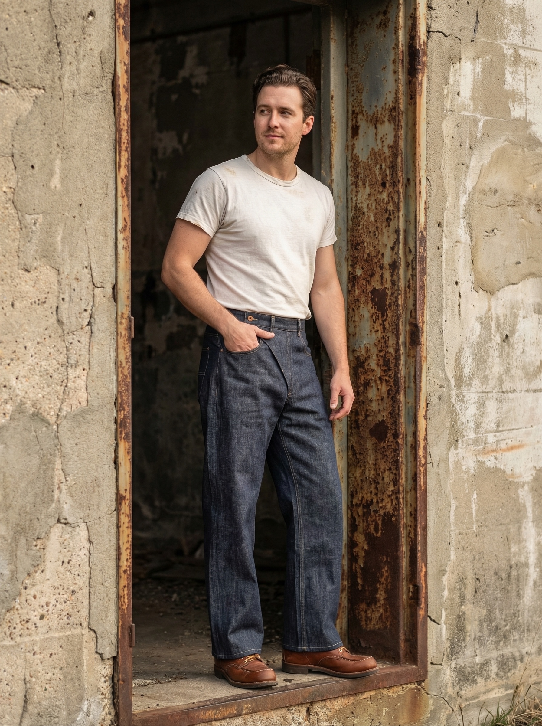 CURVED SEAM WIDE-LEG DENIM